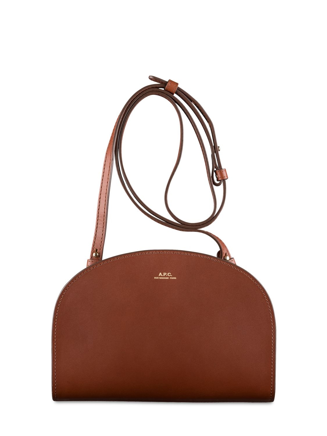Apc Demi Lune Clutch Leather Shoulder Bag In Haselnuss