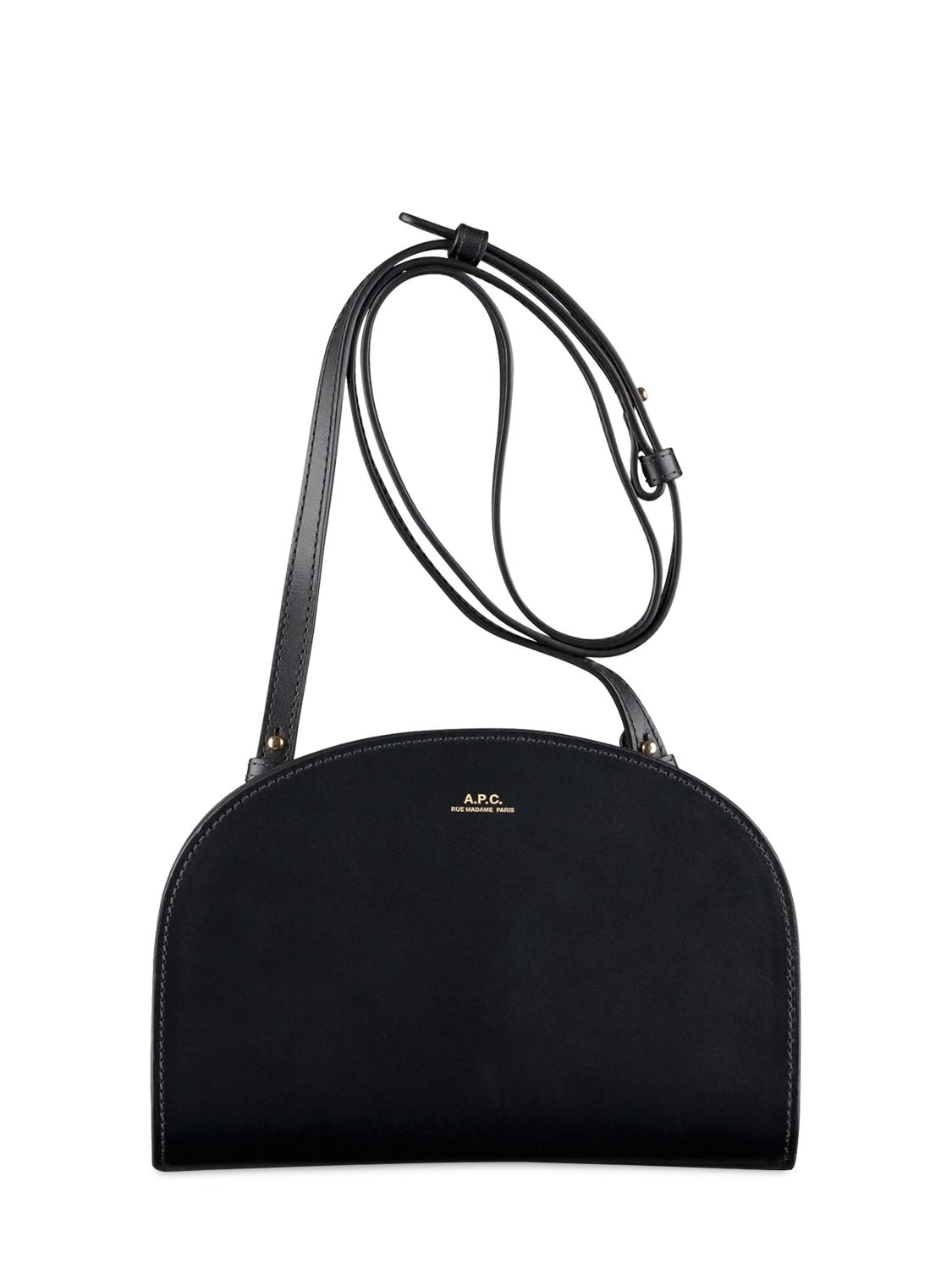 Shop Apc Demi Lune Clutch Leather Shoulder Bag In Schwarz