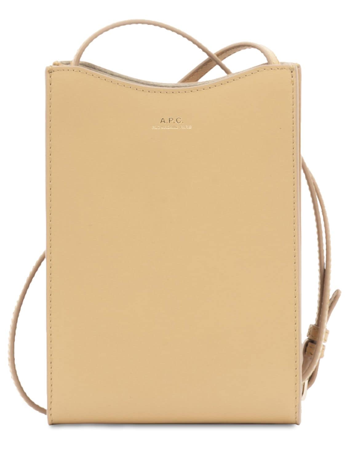 A.p.c. Jamie Leather Neck Pouch In Beige | ModeSens