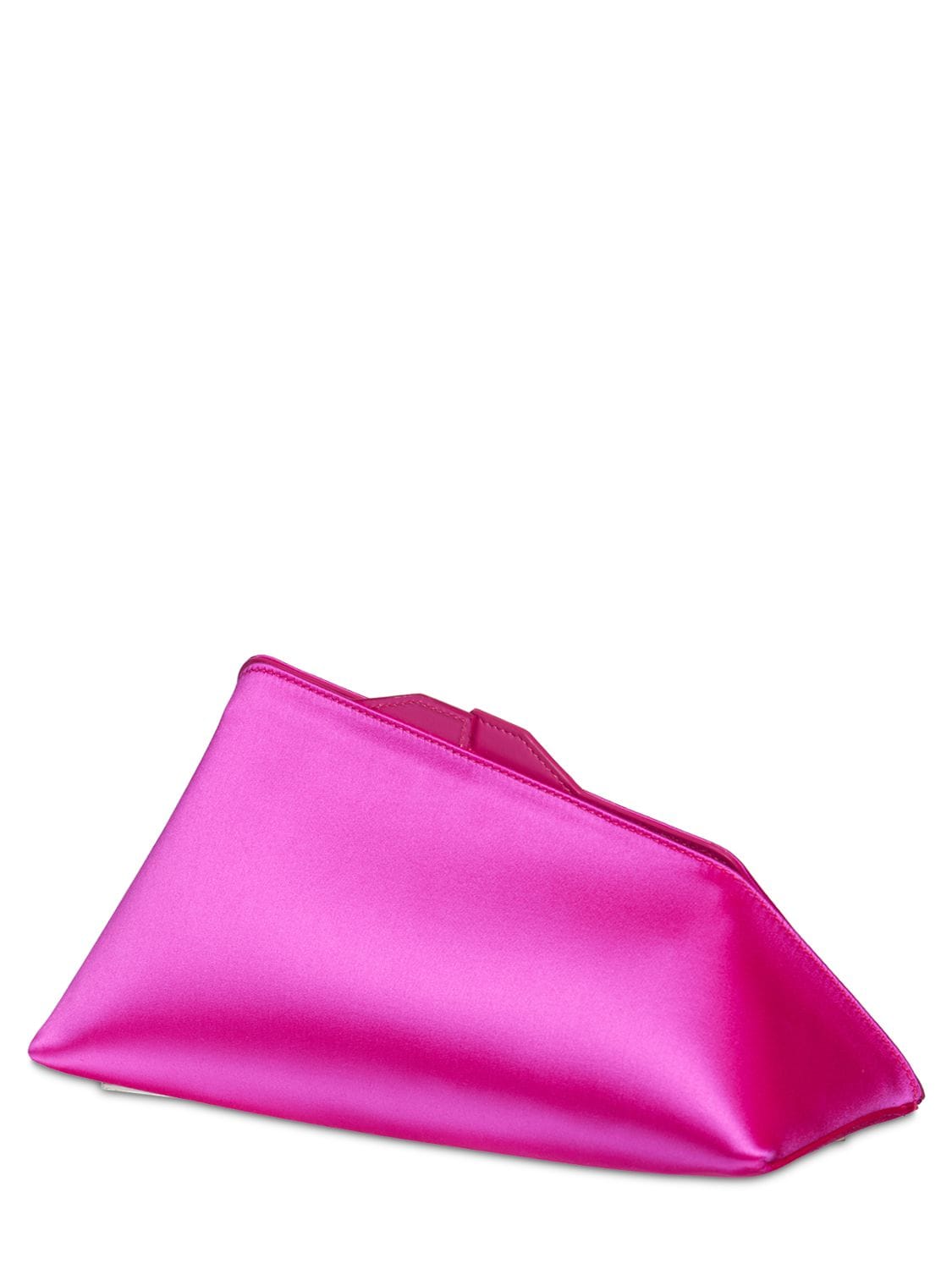 Shop Attico Medium 8.30 Pm Satin & Leather Clutch In Fuchsia