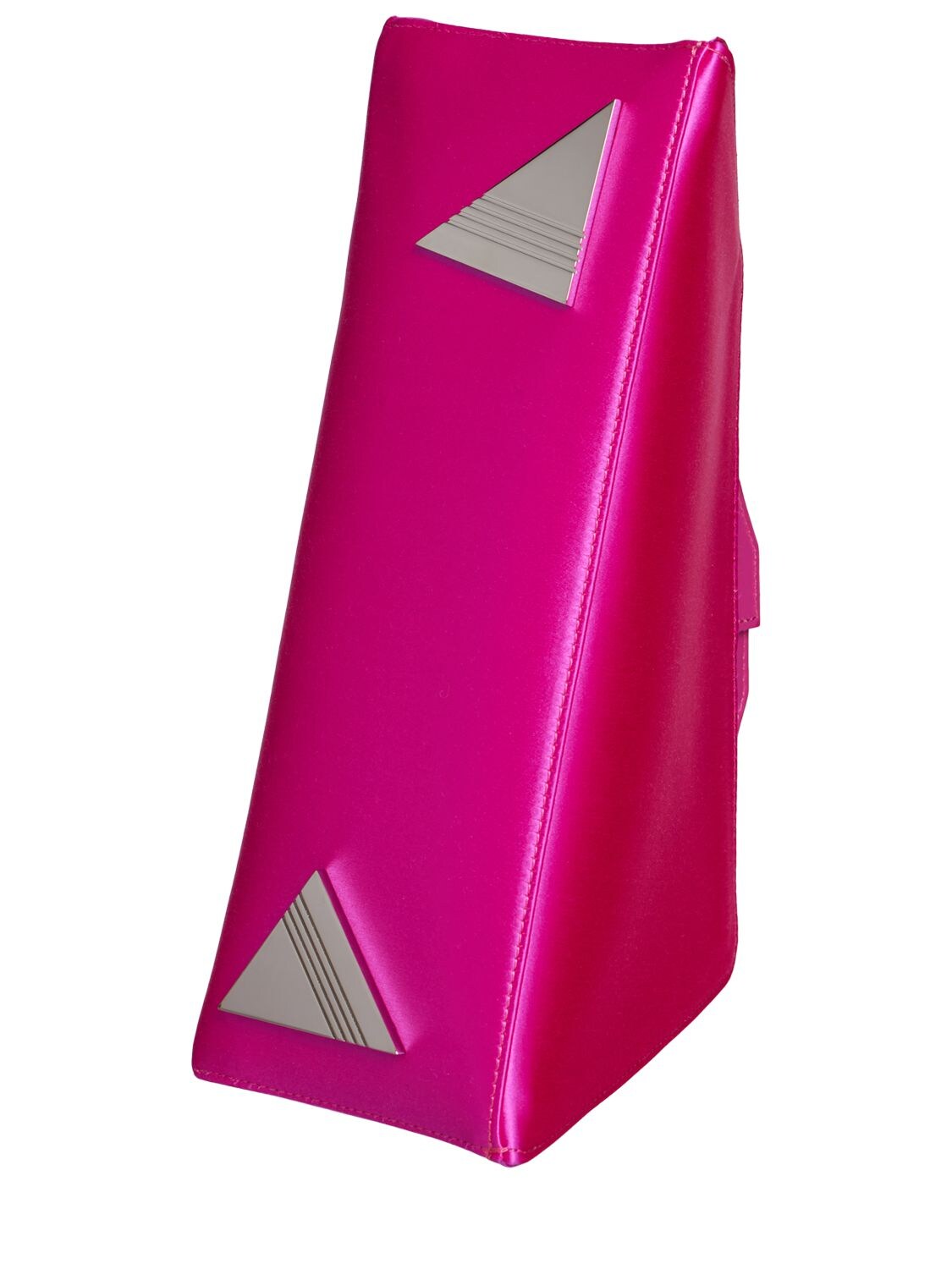 Shop Attico Medium 8.30 Pm Satin & Leather Clutch In Fuchsia