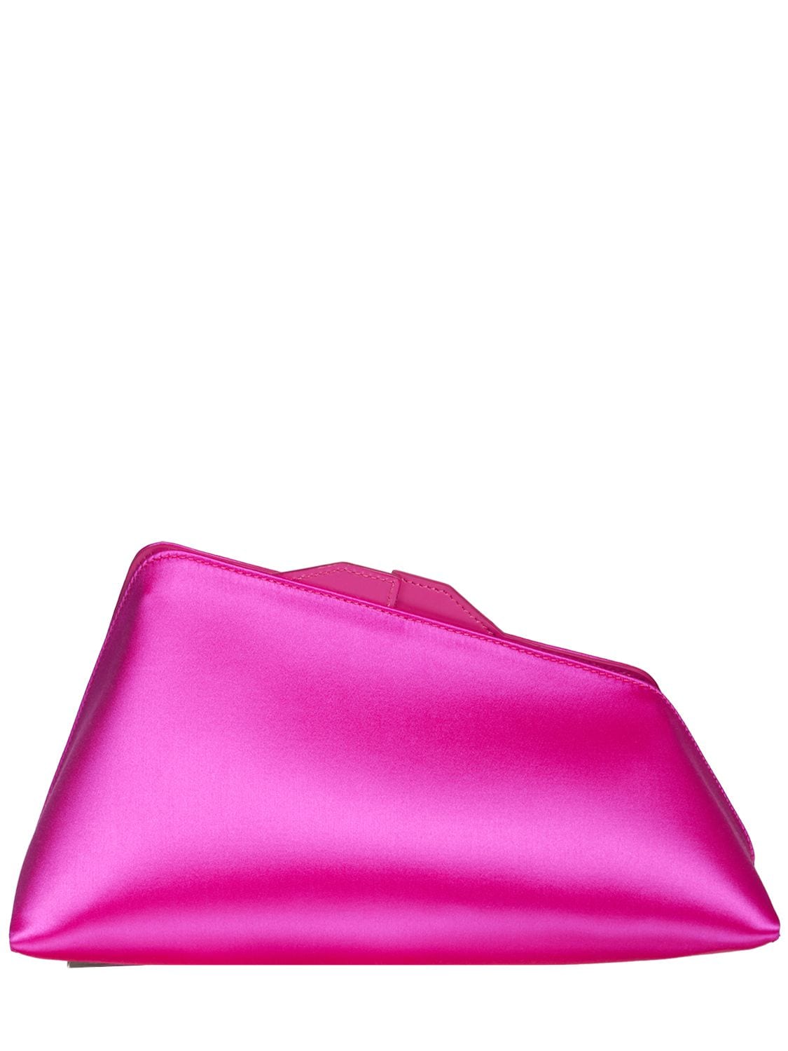 Shop Attico Medium 8.30 Pm Satin & Leather Clutch In Fuchsia