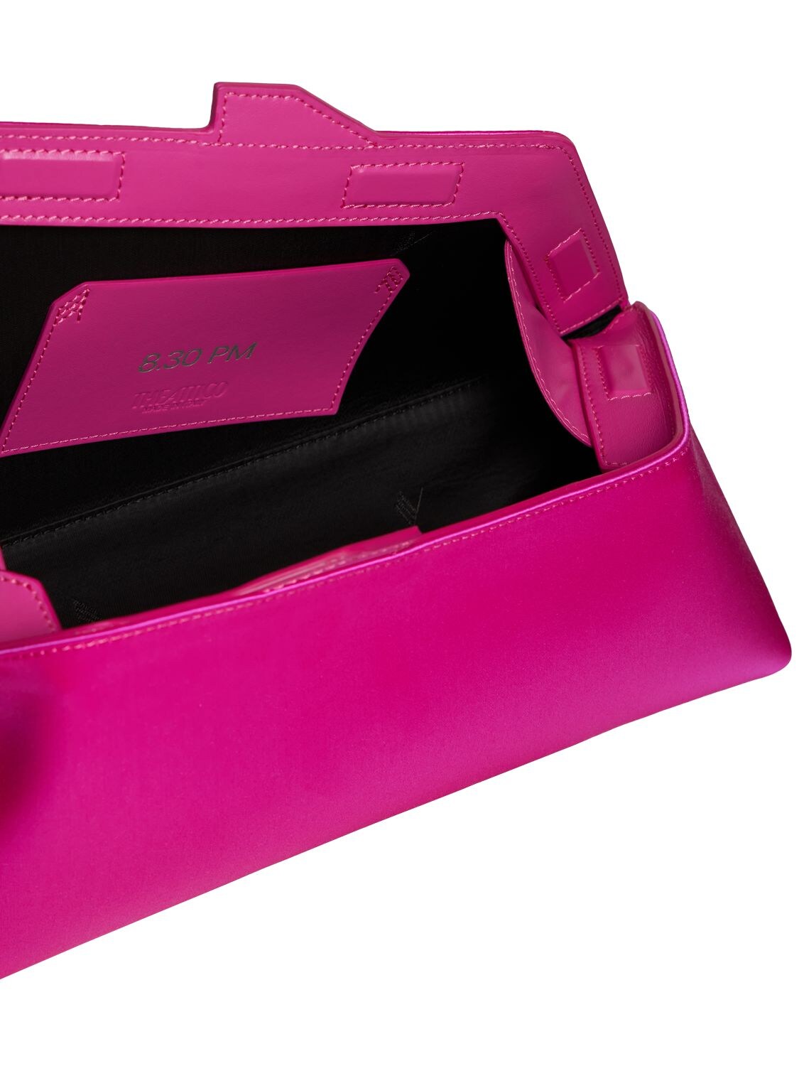 Shop Attico Medium 8.30 Pm Satin & Leather Clutch In Fuchsia