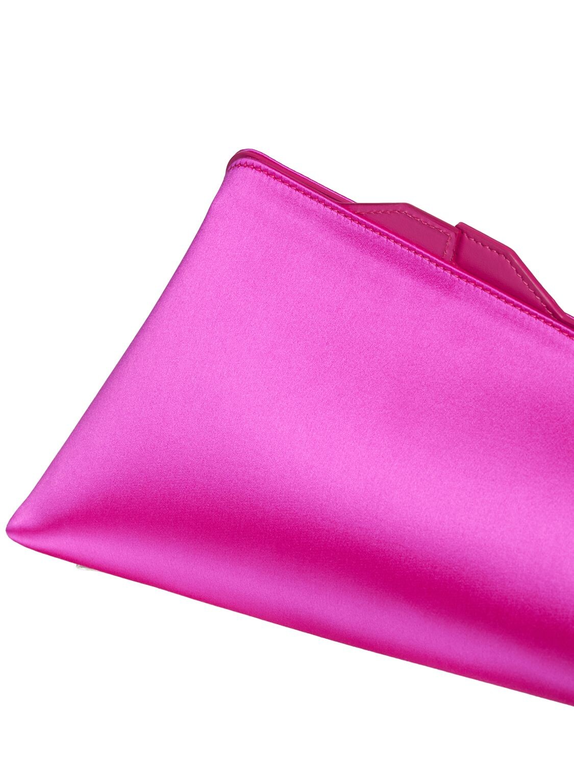 Shop Attico Medium 8.30 Pm Satin & Leather Clutch In Fuchsia