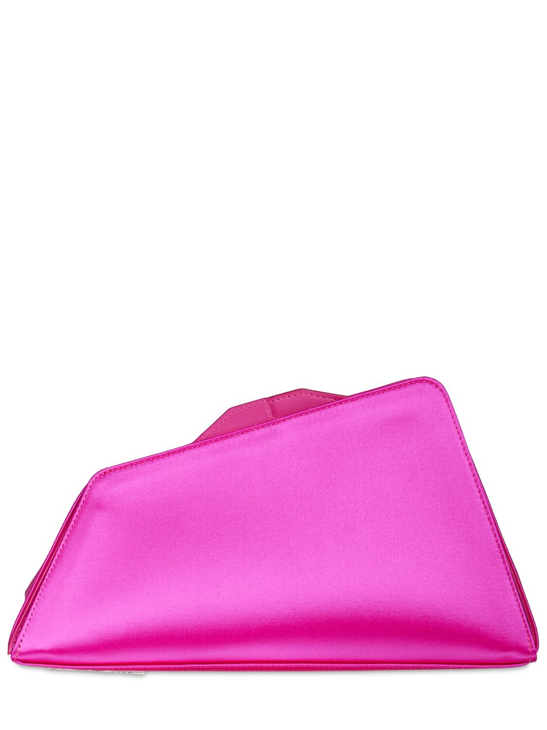 Shop Attico Medium 8.30 Pm Satin & Leather Clutch In Fuchsia