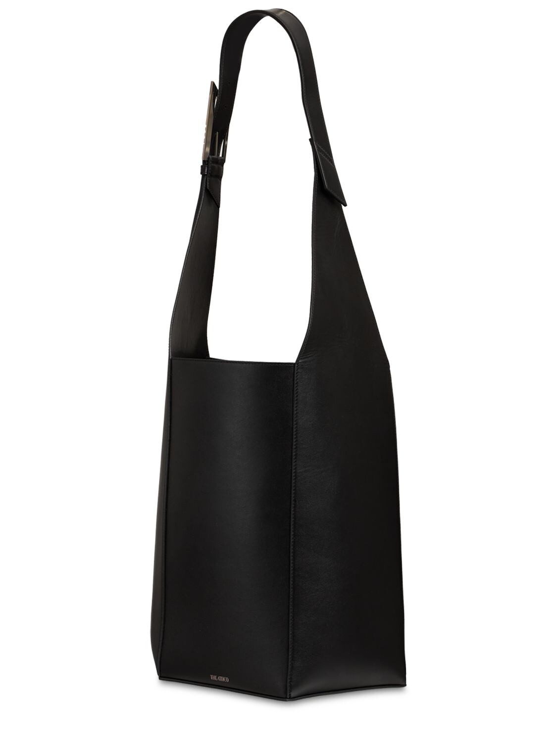 12 PM Large Leather Shoulder Bag in Black - The Attico