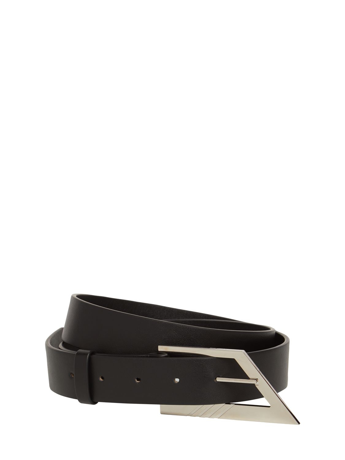 3cm Logo Leather Belt W/ Pendent Detail