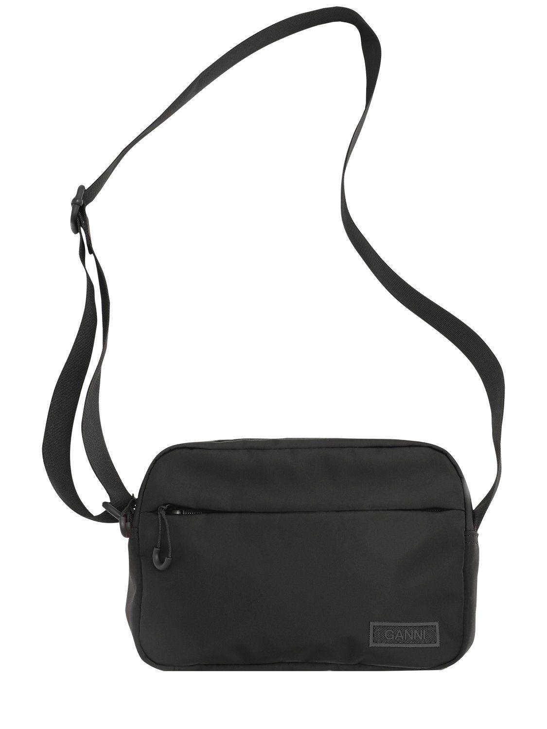 Ganni Small Recycled Tech Shoulder Bag In Black