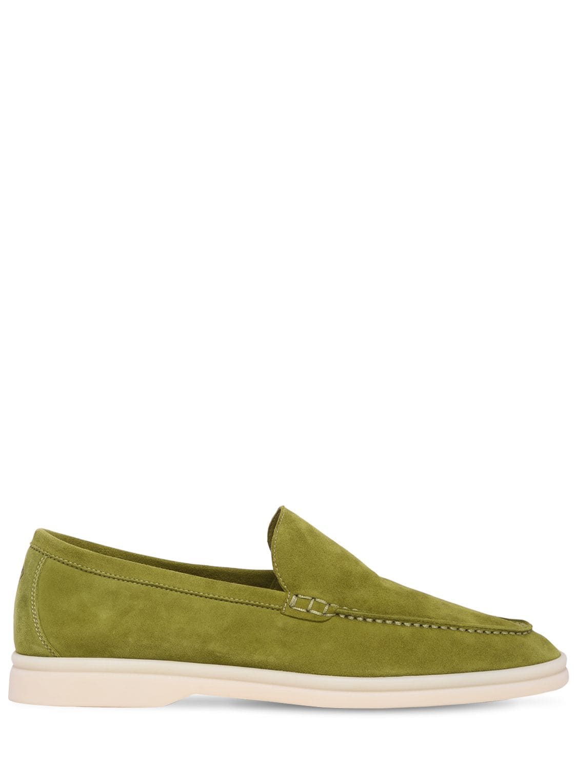 Loro Piana Summer Walk Loafers in Light Khaki Suede Green ref