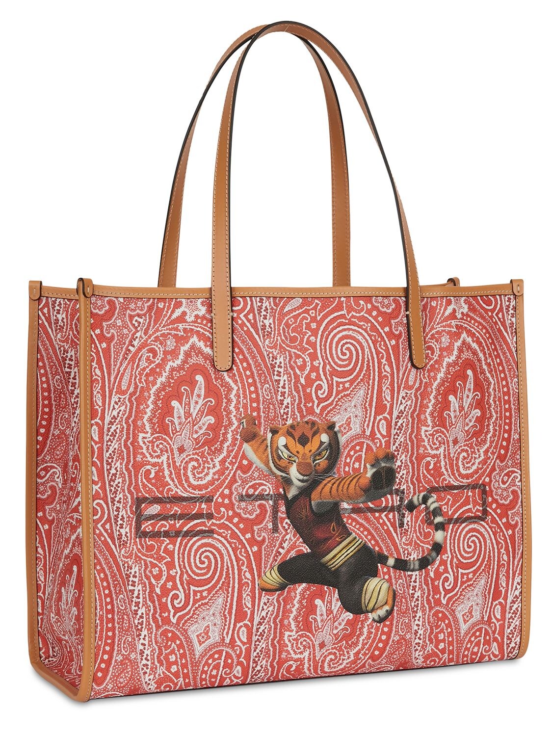 Etro Brown Bucket Bag With Multicolor Shoulder Strap And Pegasus