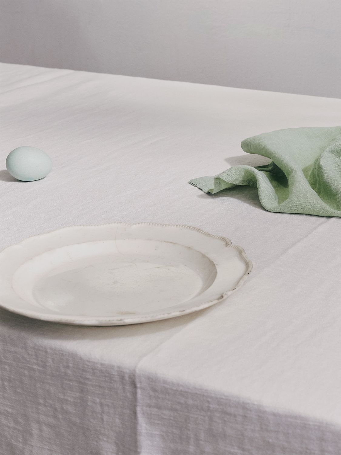 Shop Tekla Linen Tablecloth In Porcelaine