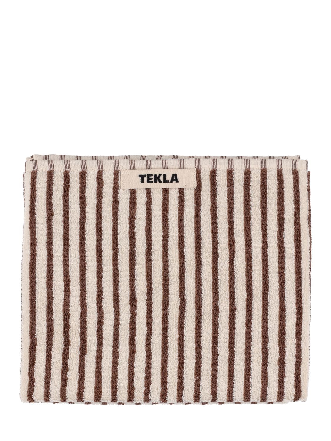 Shop Tekla Set Of 3 Organic Cotton Towels In White,brown