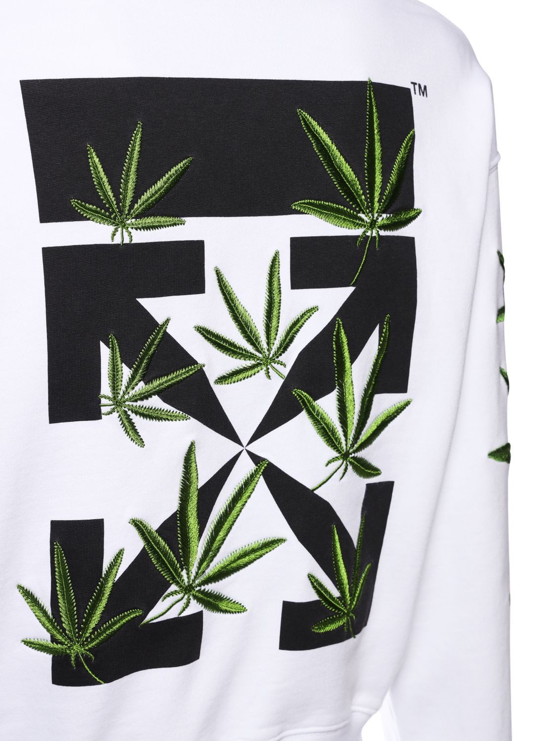 Weed Arrow Cotton Jersey Hoodie In Bianco Verde