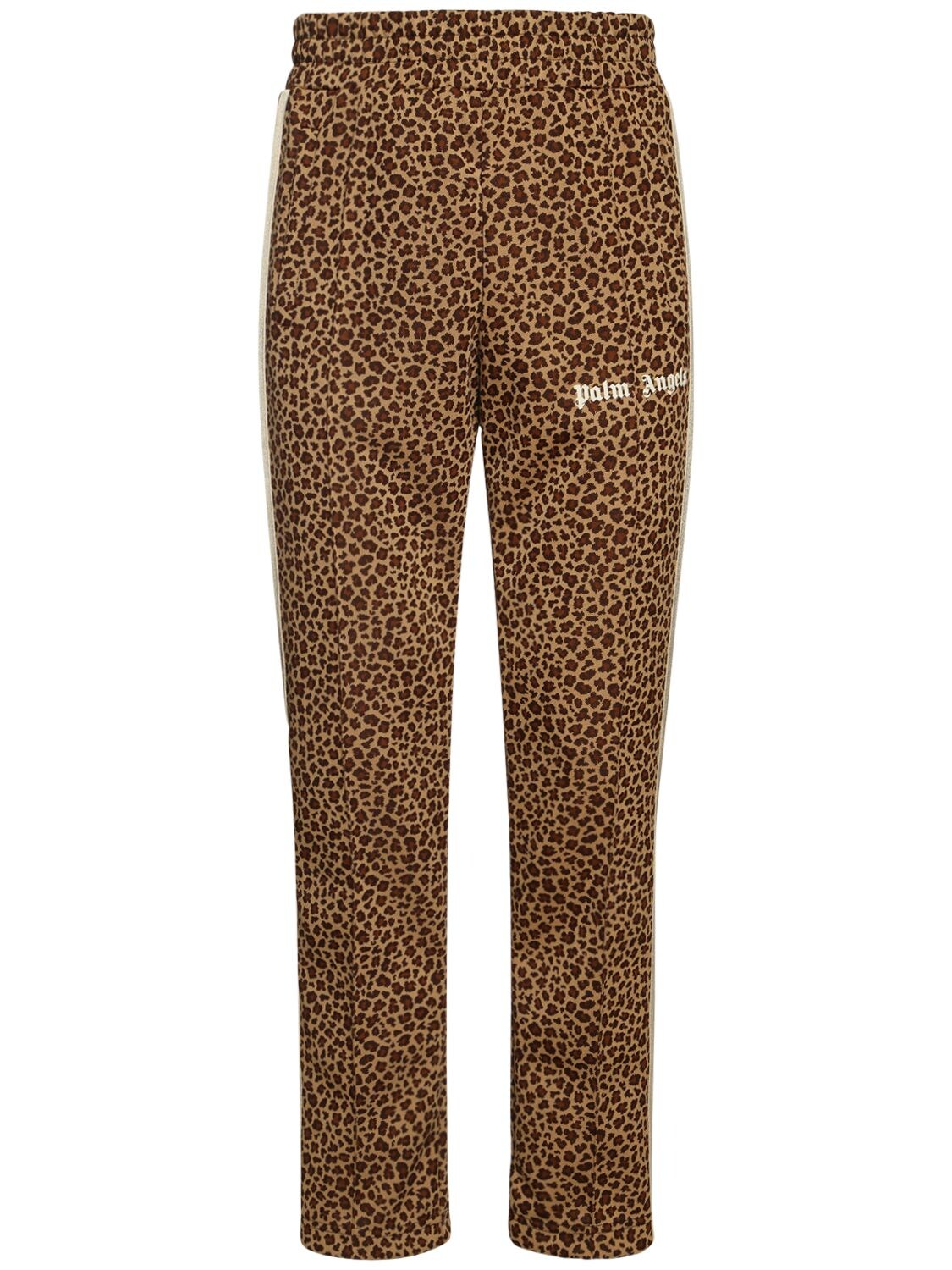 PALM ANGELS LEOPARD TECH JERSEY TRACK trousers