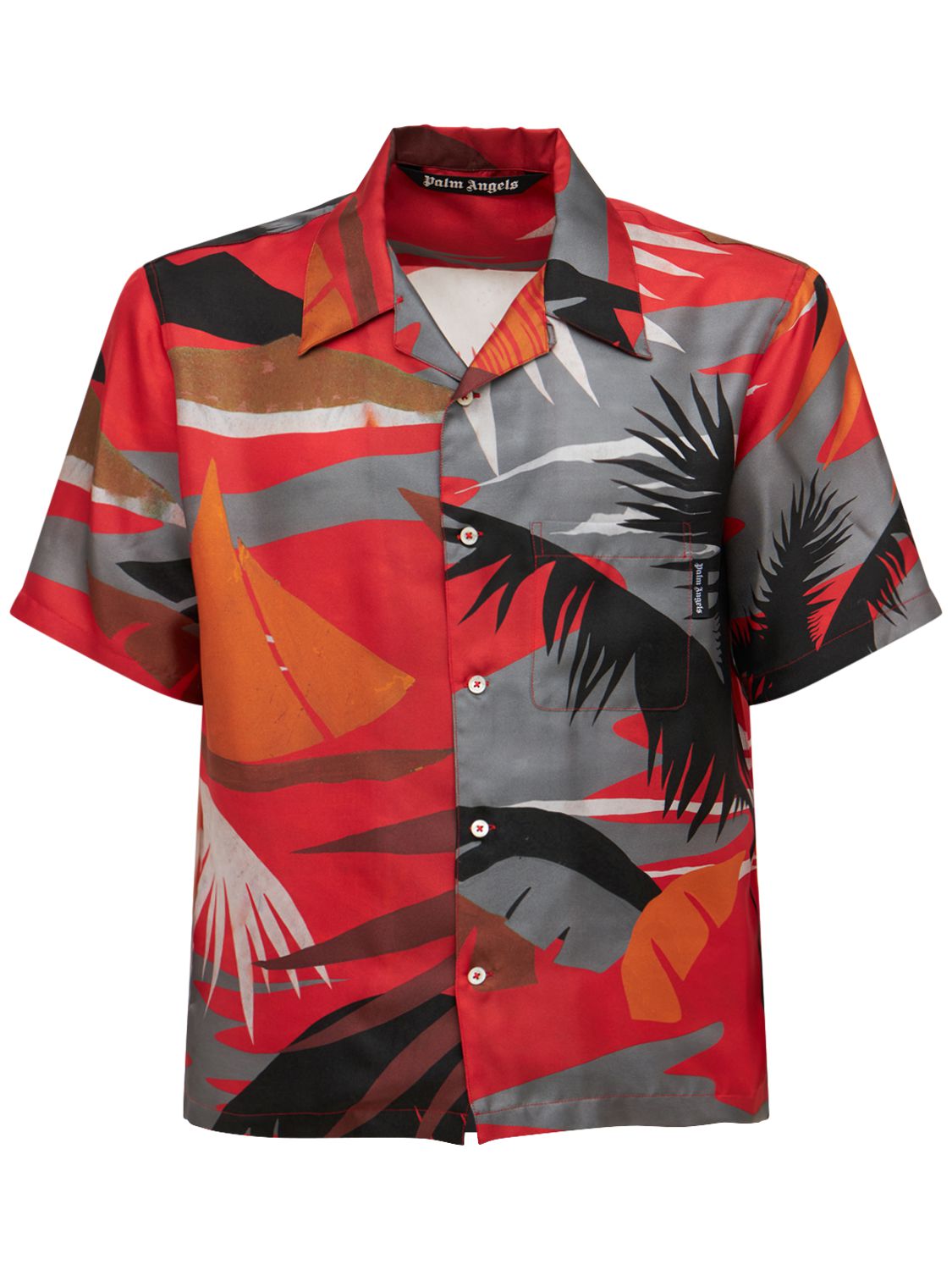 Hawaiian print silk bowling shirt 