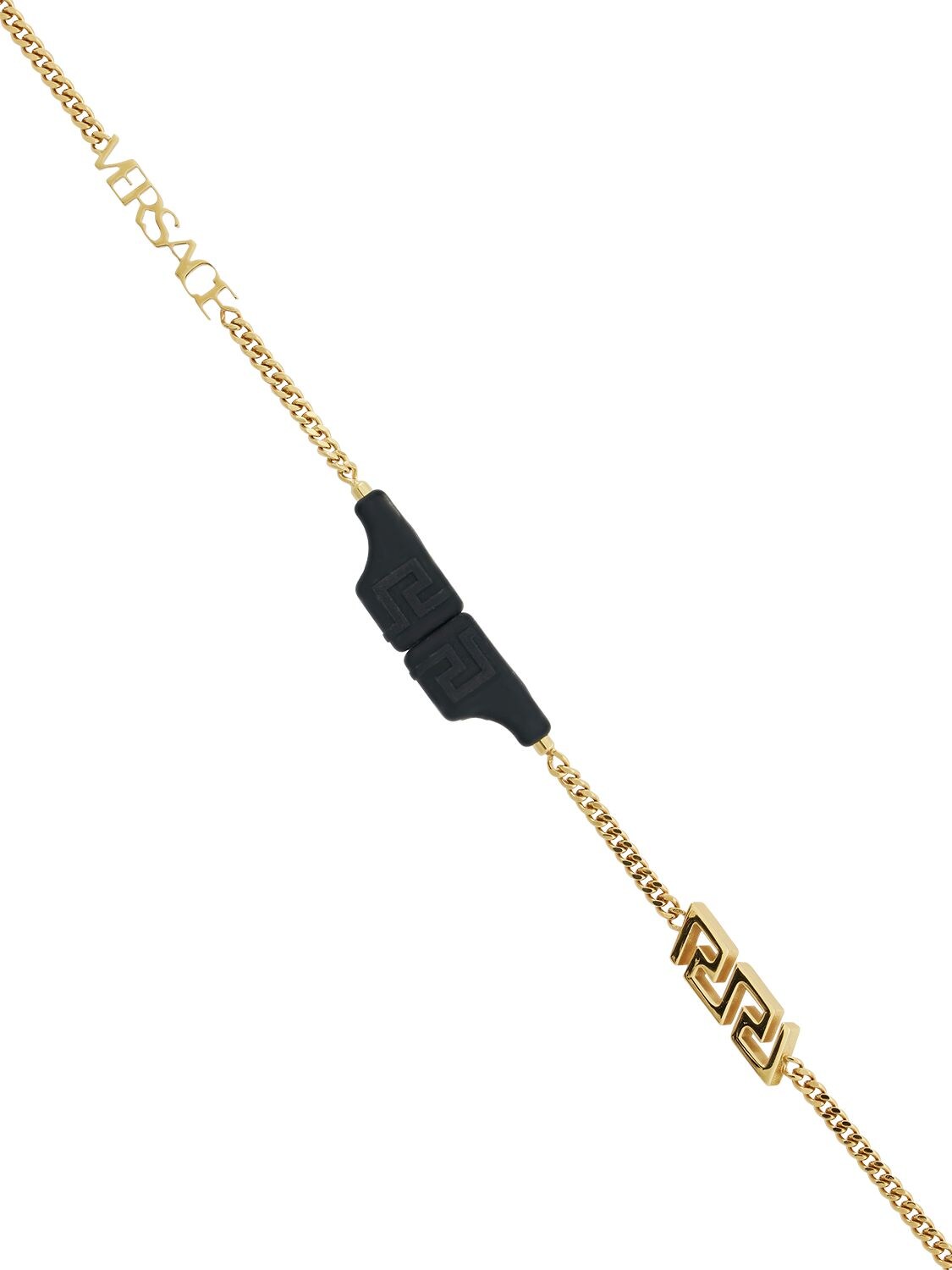 Shop Versace Matal Chain Earphones Holder In Gold