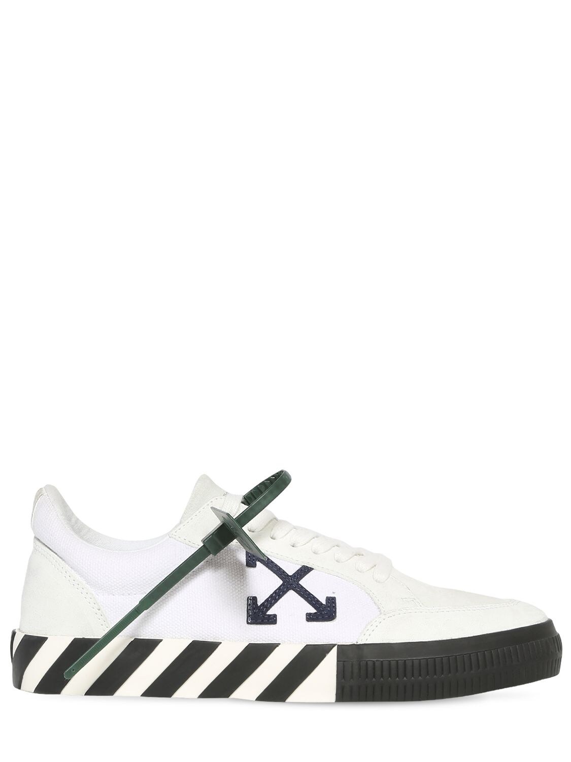 Off-white Vulcanized Canvas & Leather Sneakers In White,navy Blue ...