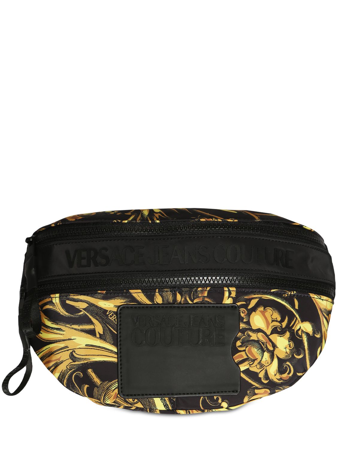 Versace Jeans Couture Baroque Print Nylon Belt Bag In Black,gold ModeSens