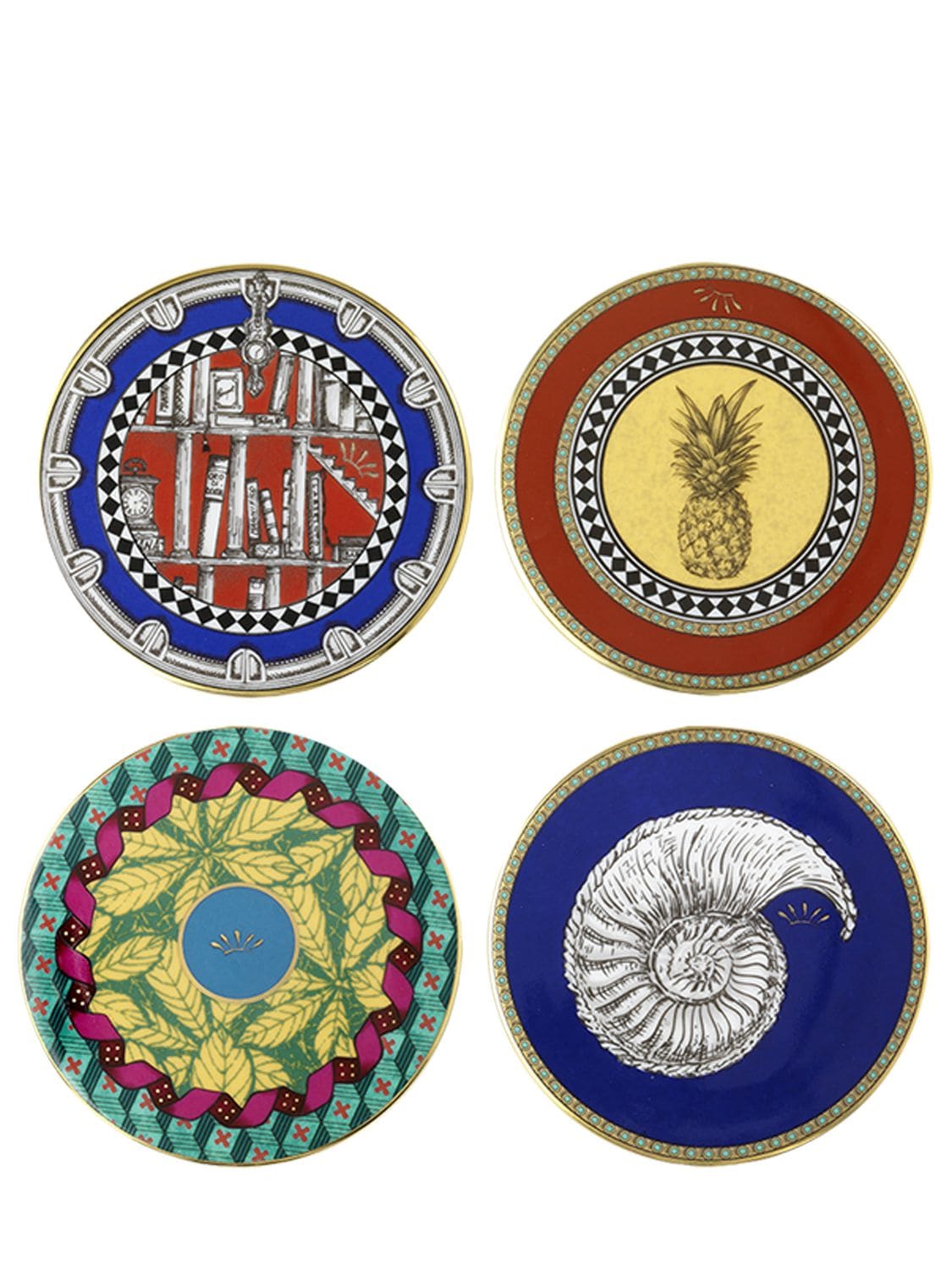 Ginori 1735 Set Of 4 Porcelain Coasters In Multicolor