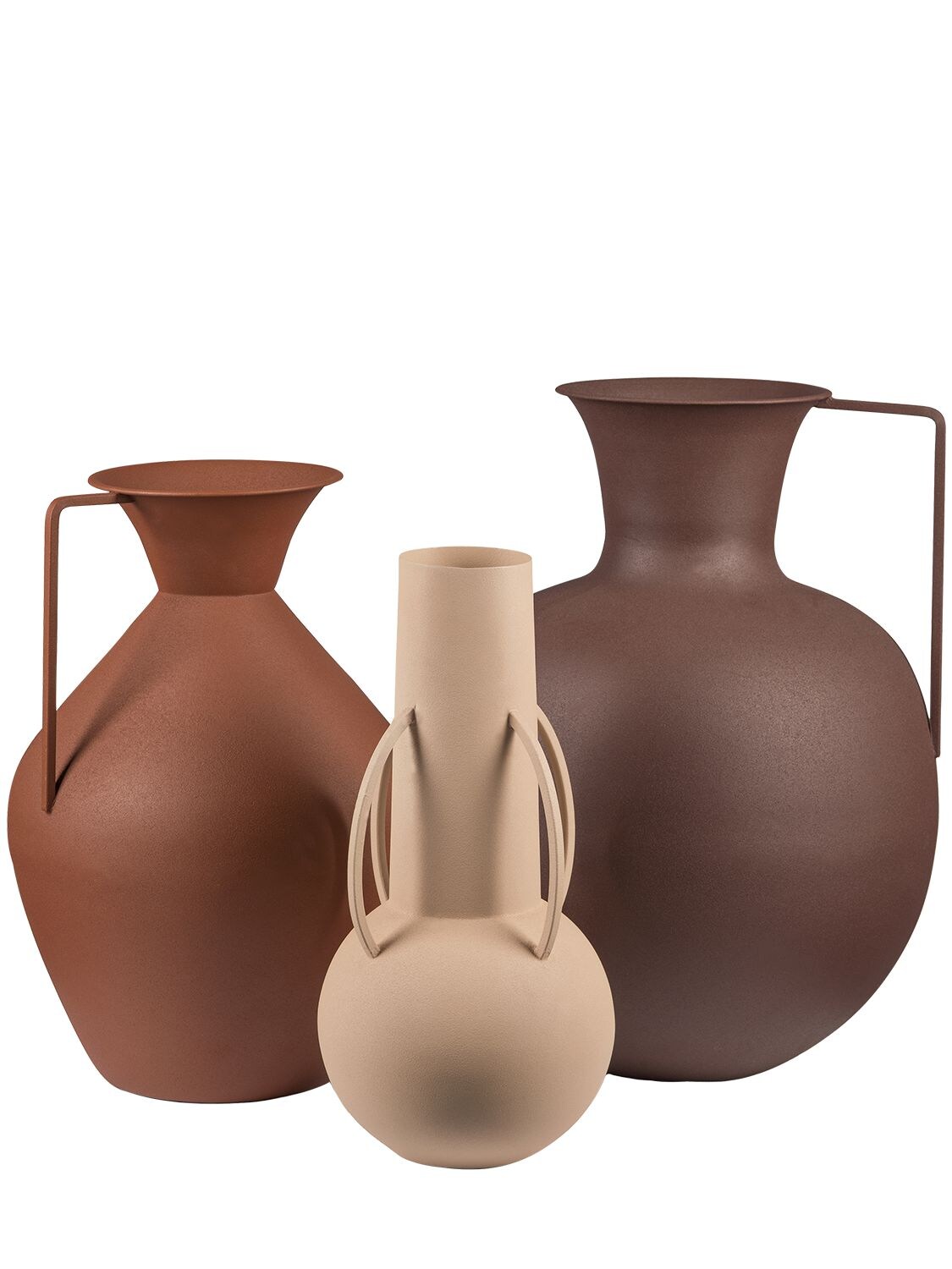 Set Of 3 Roman Brown Vases