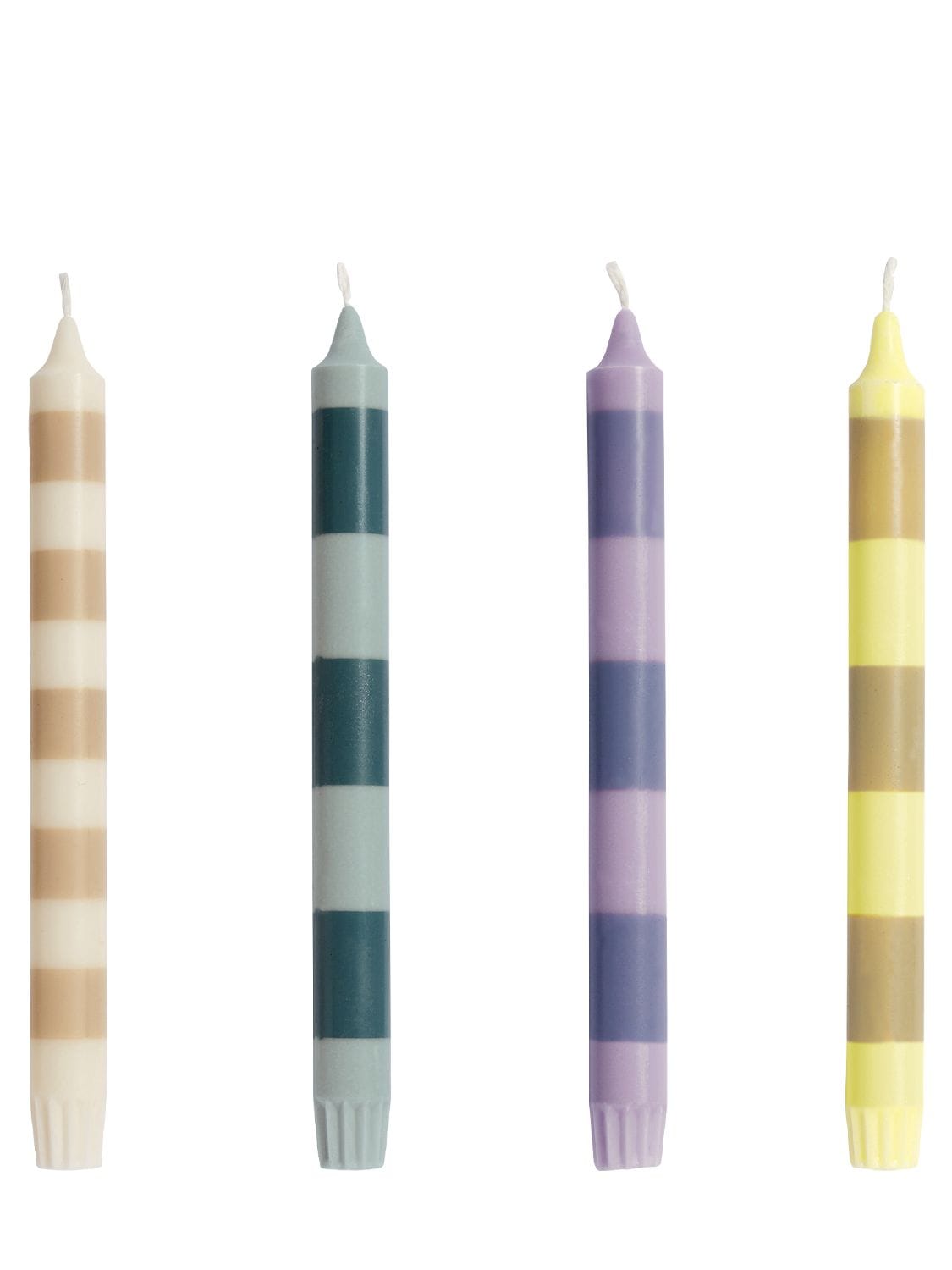 Hay Set Of 4 Striped Candles In Multicolor
