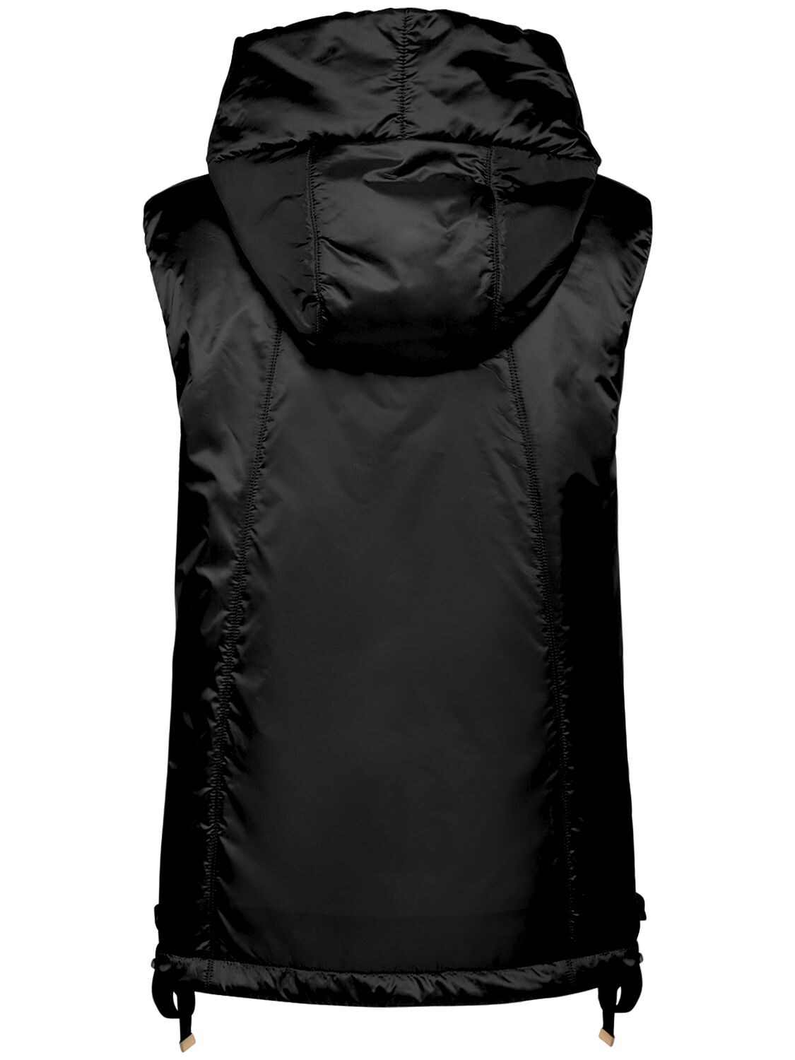 Shop Max Mara Greengo Waterproof Hooded Padded Vest In Black