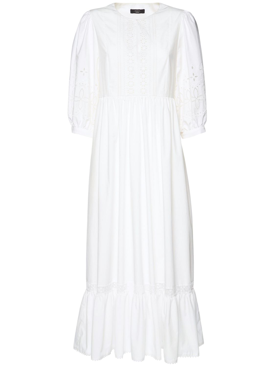 Weekend Max Mara Vestito midi in popeline di cotone Bianco