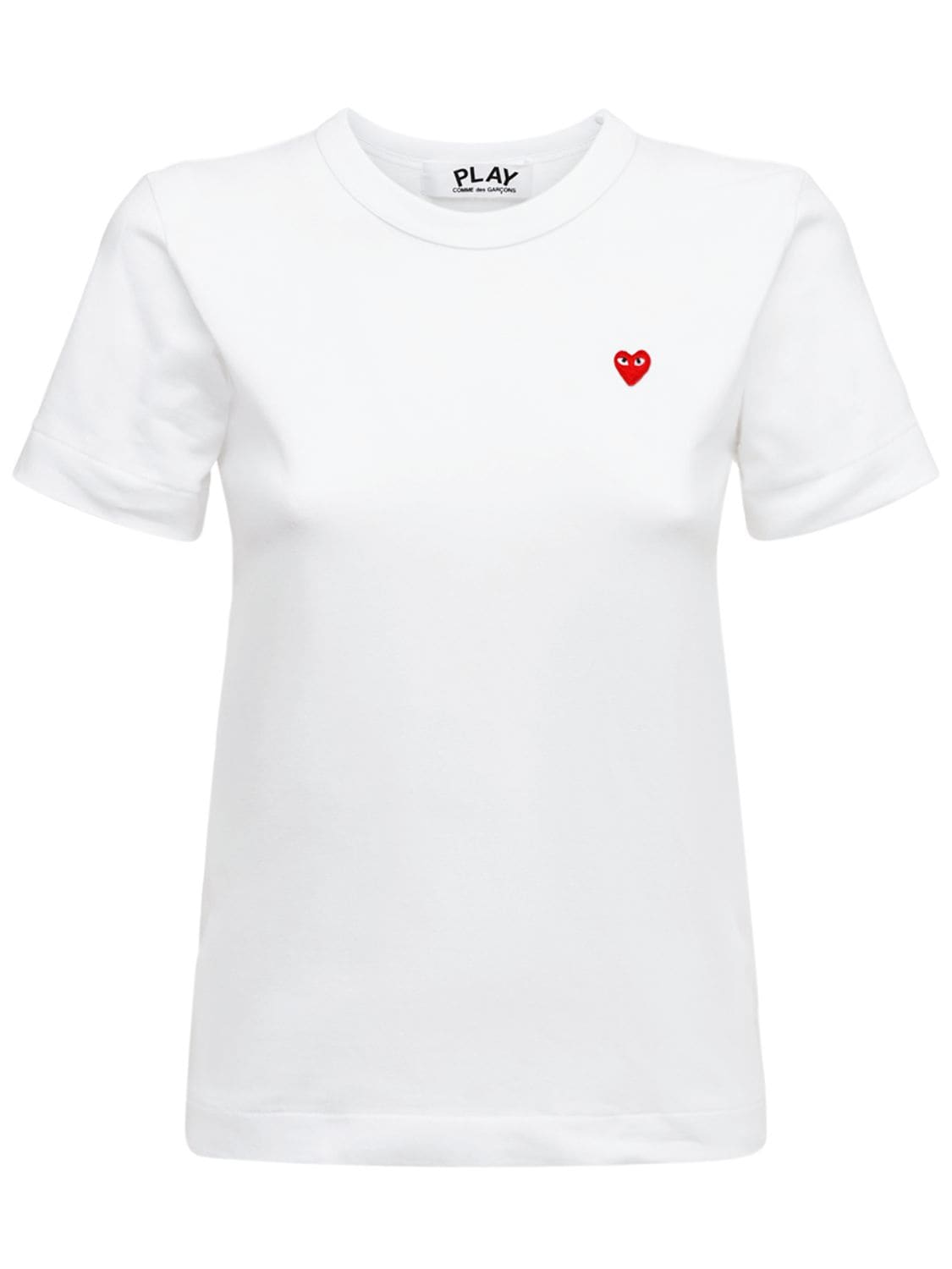 Comme Des Garçons Play Embroidered Red Heart Cotton T-shirt In White