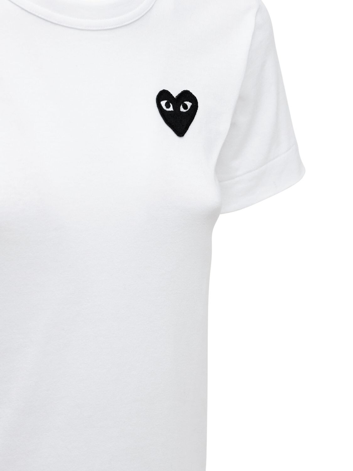 Shop Comme Des Garçons Play Embroidered Heart Cotton T-shirt In White