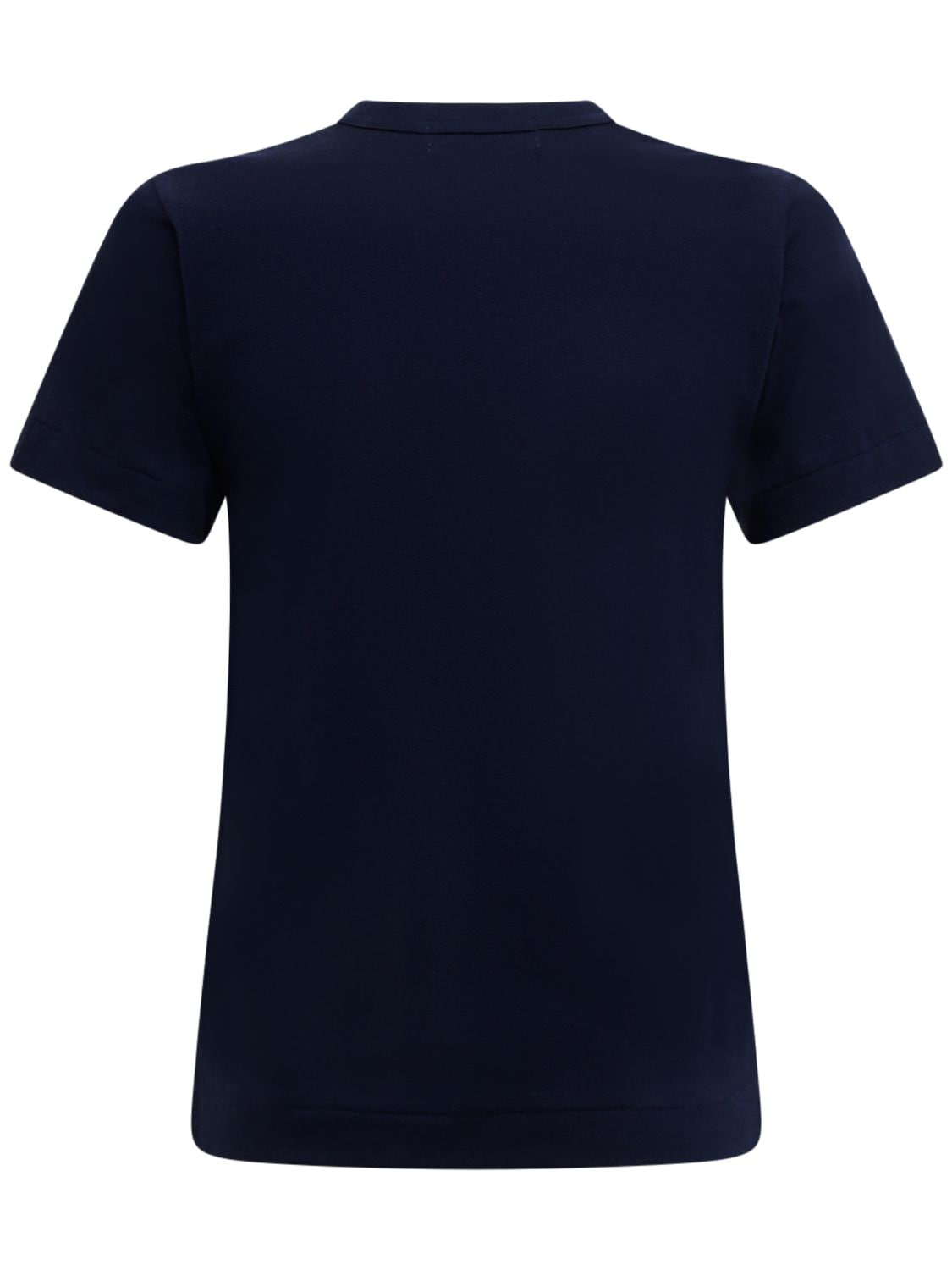 Shop Comme Des Garçons Play Embroidered Hearts Cotton T-shirt In Blue,navy