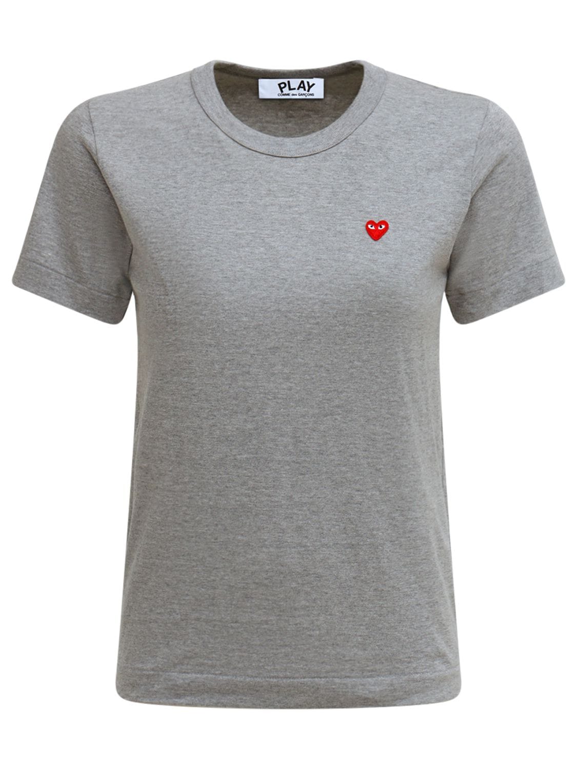 Comme Des Garçons Play Embroidered Red Heart Cotton T-shirt In Grey