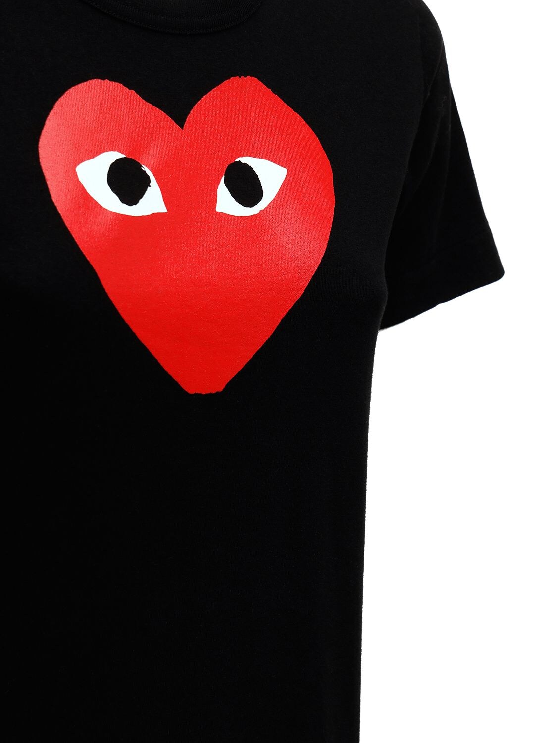 Shop Comme Des Garçons Play Printed Heart Cotton T-shirt In Black