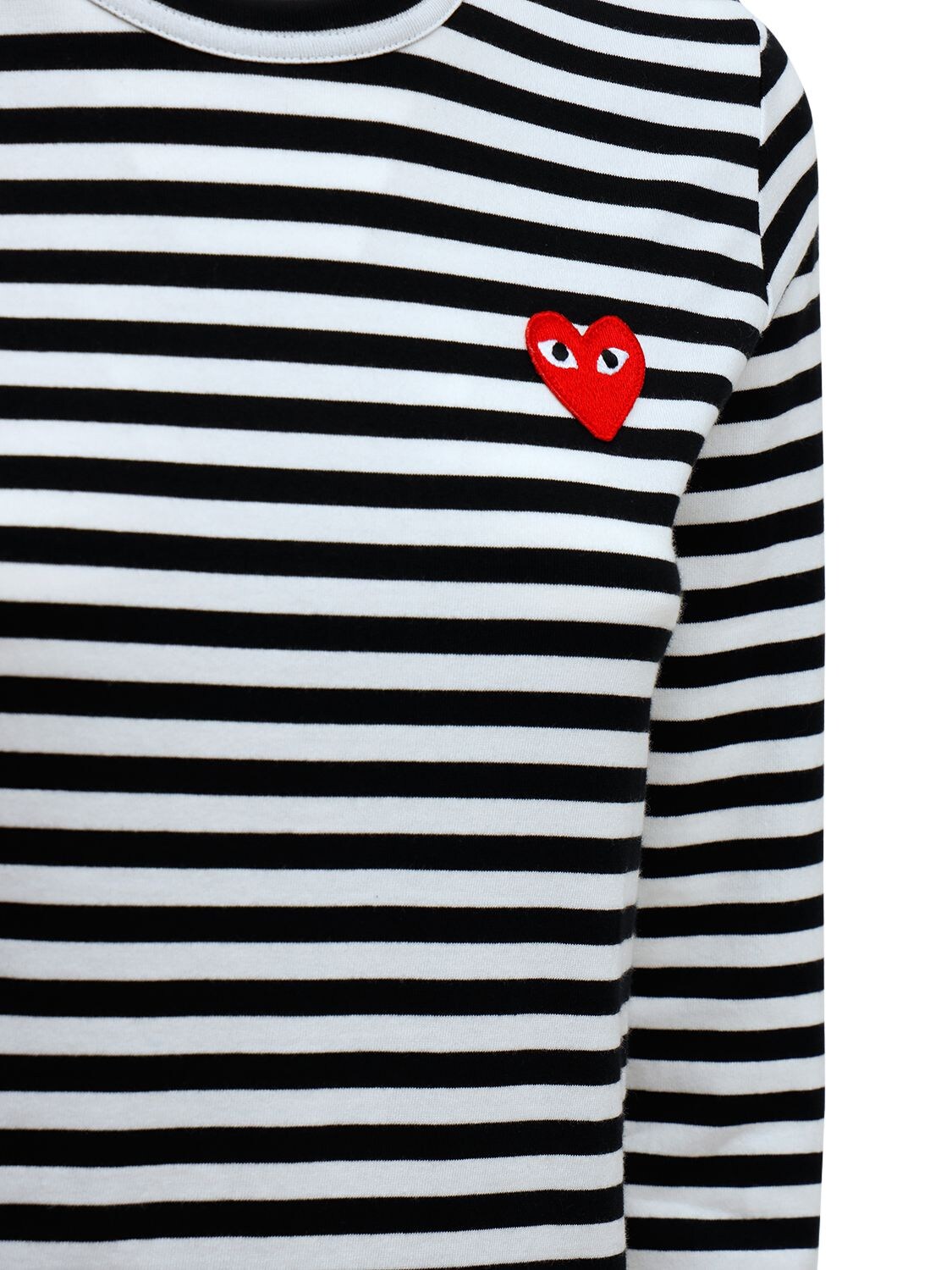 Shop Comme Des Garçons Play Striped Cotton Jersey T-shirt W/ Logo In Black,white