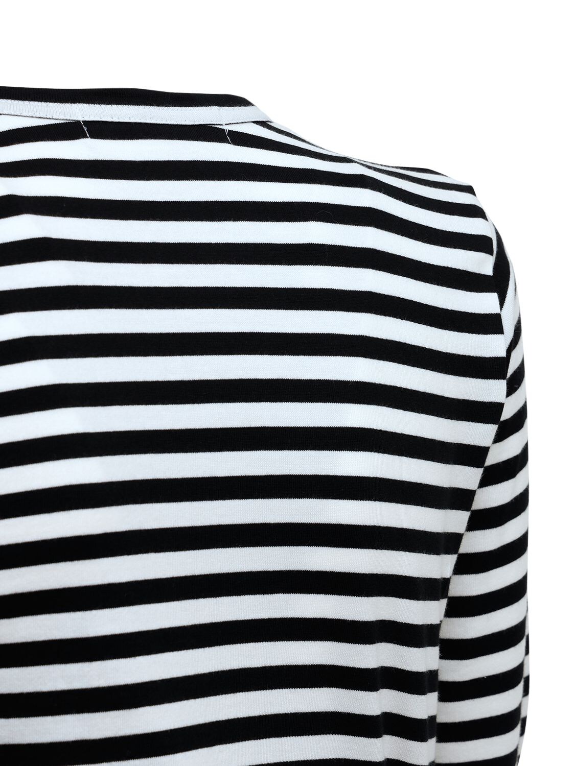 Shop Comme Des Garçons Play Striped Cotton Jersey T-shirt W/ Logo In Black,white