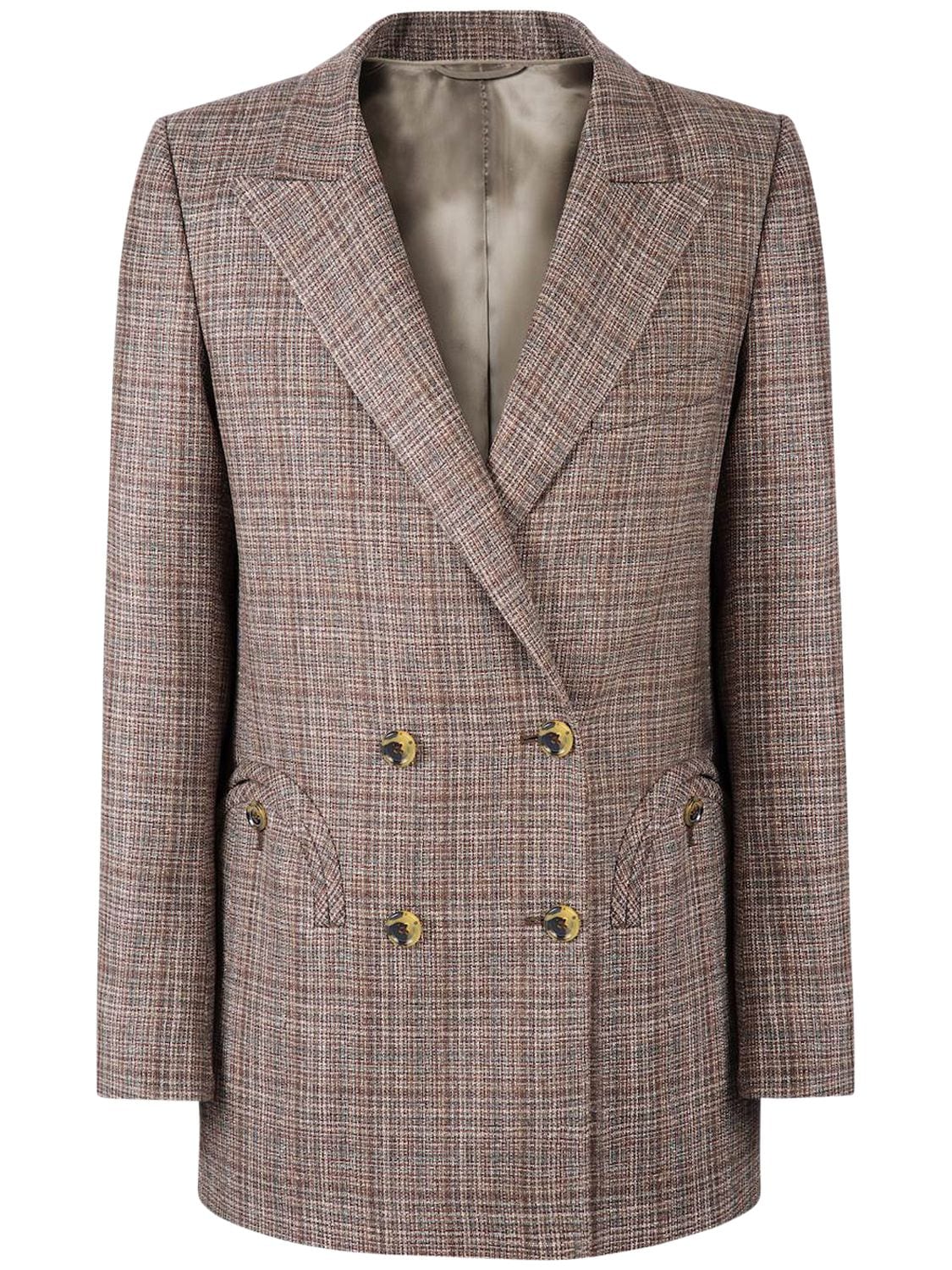 Blazé Milano Mariella Check Silk & Wool Blazer In Brown,multi | ModeSens