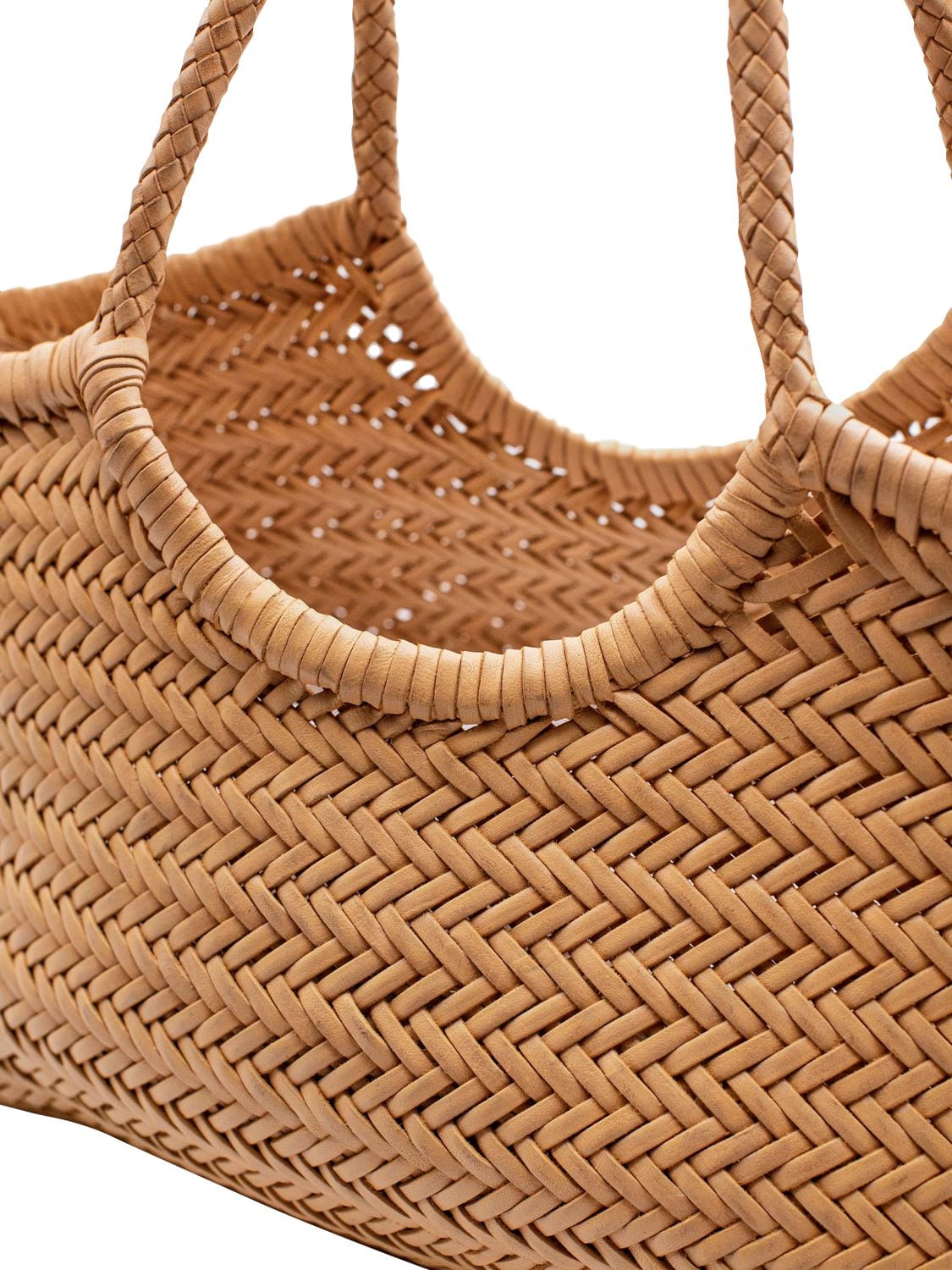 Shop Dragon Diffusion Big Nantucket Woven Leather Basket Bag In Natural
