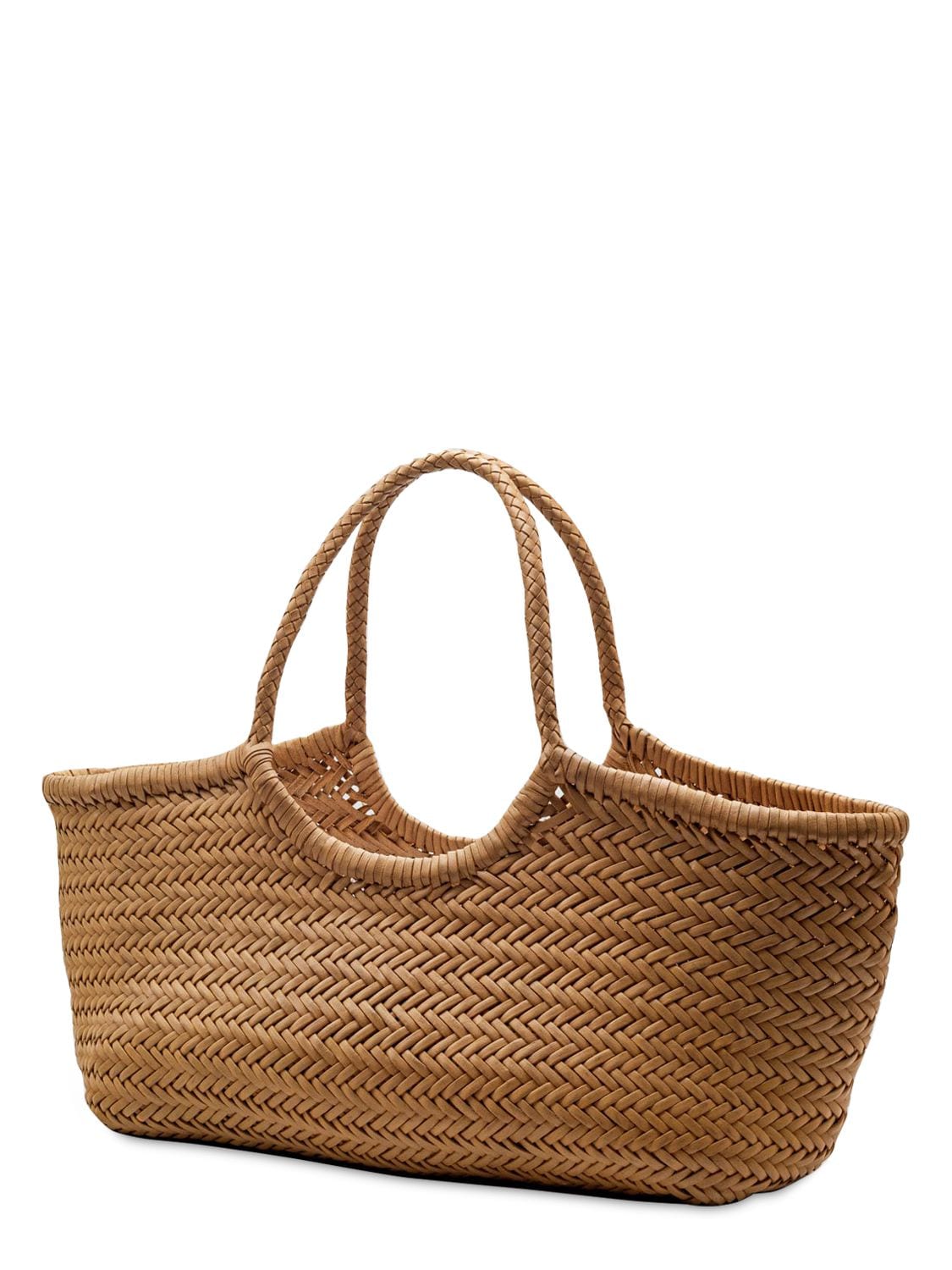 Shop Dragon Diffusion Big Nantucket Woven Leather Basket Bag In Natural