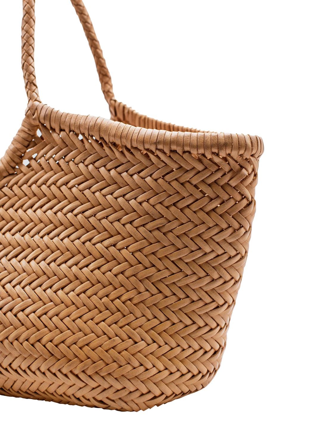 Dragon Diffusion Big Nantucket Woven Leather Basket Bag In Natural