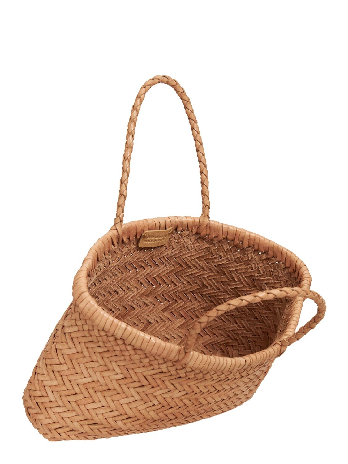 Shop Dragon Diffusion Mini Flat Gora Leather Basket Bag In Natural