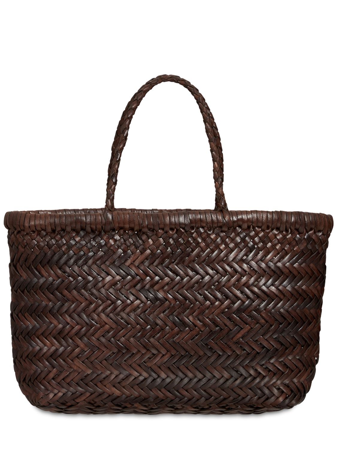 Dragon Diffusion Mini Flat Gora Leather Basket Bag In 深棕色