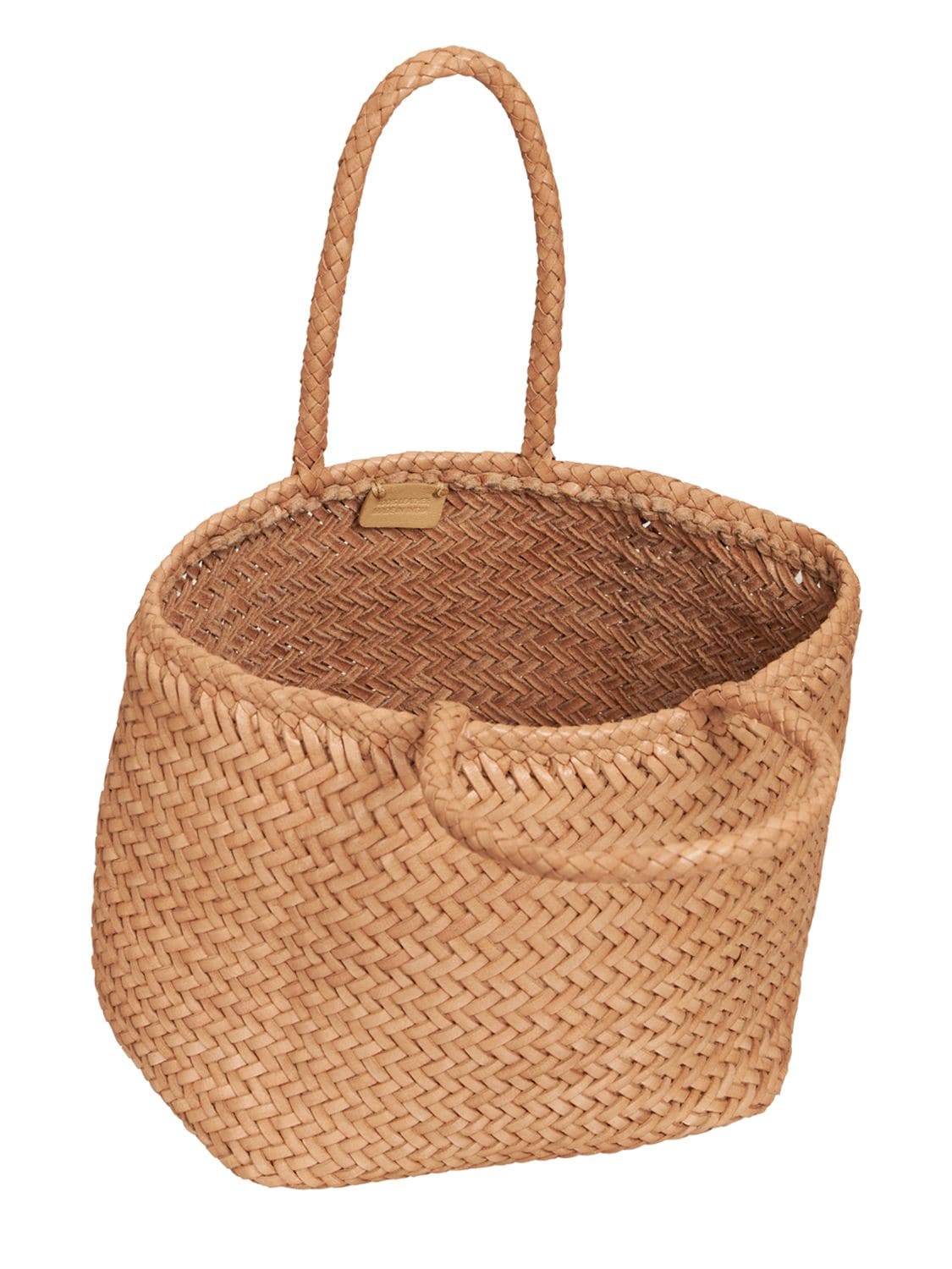 Shop Dragon Diffusion Grace Small Woven Leather Basket Bag In Natural