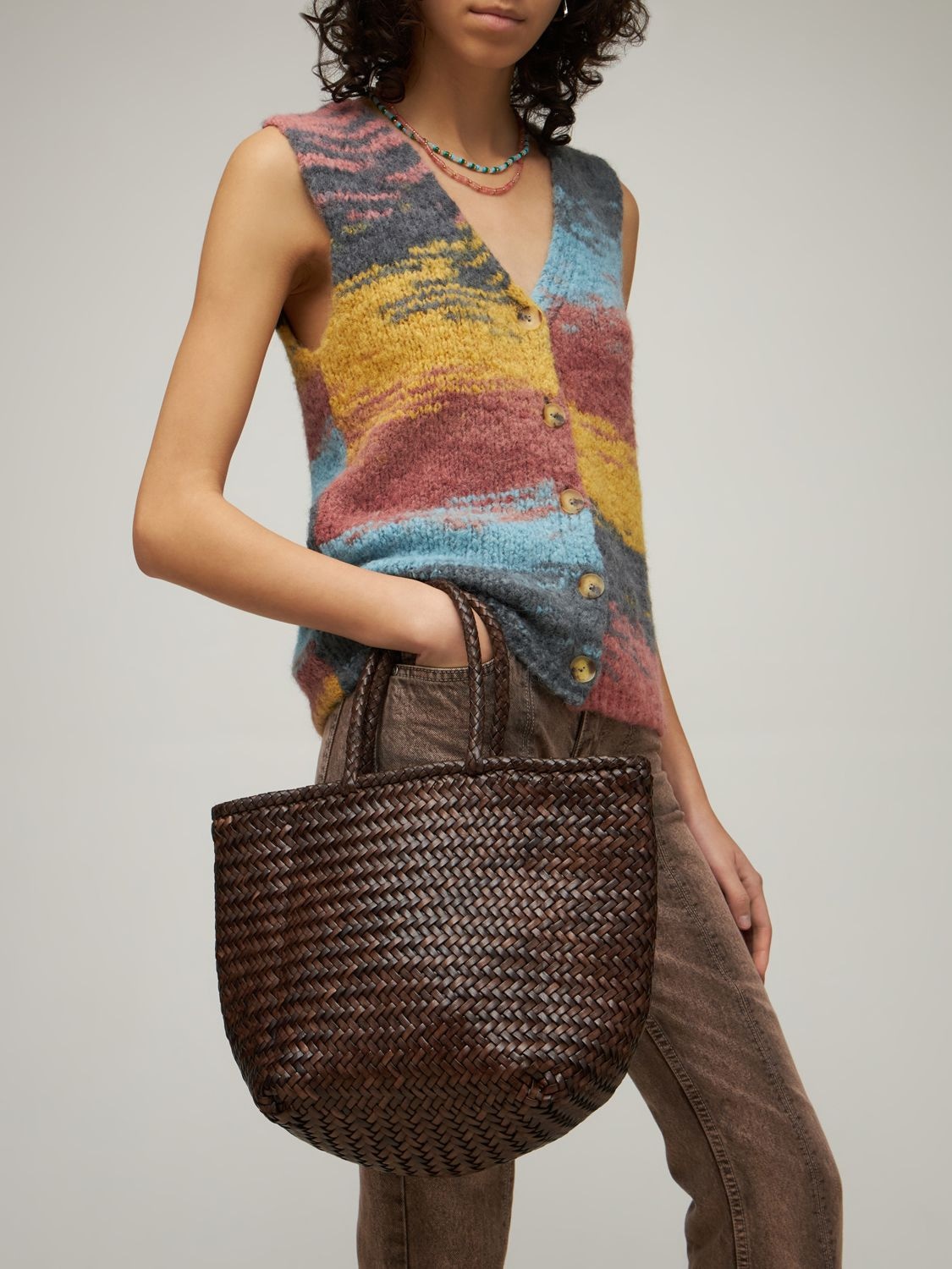 DRAGON DIFFUSION GRACE SMALL WOVEN LEATHER BASKET BAG 
