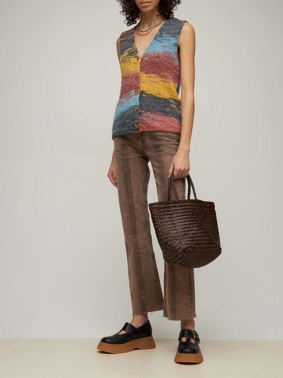DRAGON DIFFUSION GRACE SMALL WOVEN LEATHER BASKET BAG 