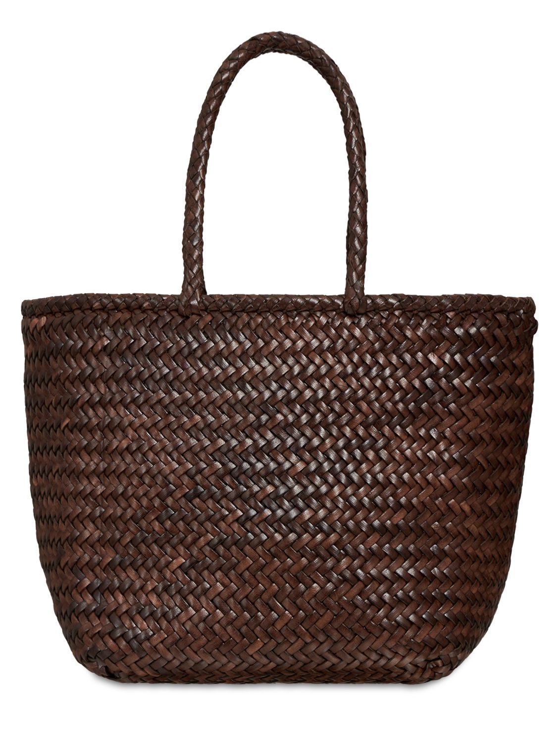 Dragon Diffusion - Grace small woven leather basket bag - Dark Brown ...