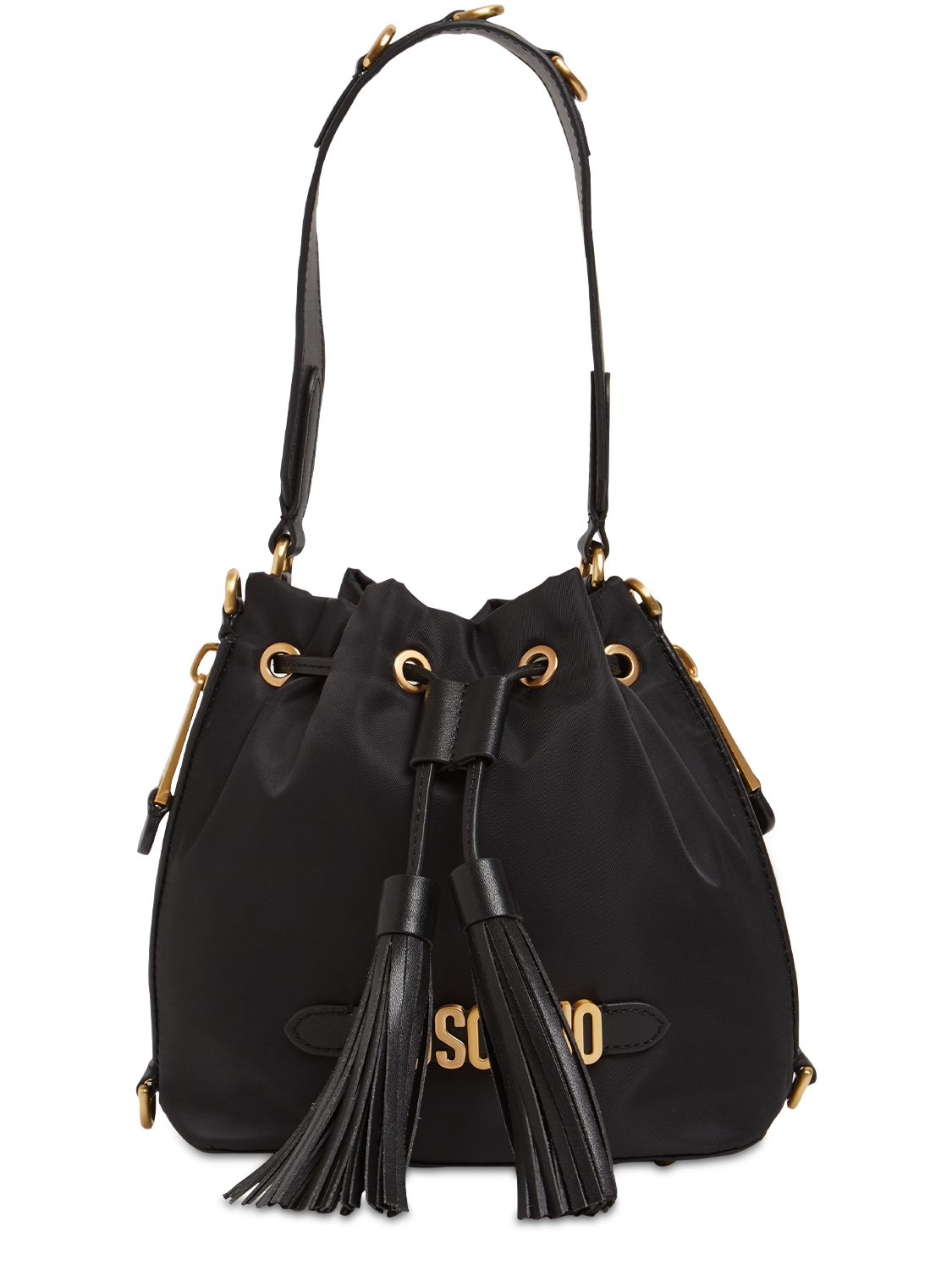 moschino drawstring bucket bag