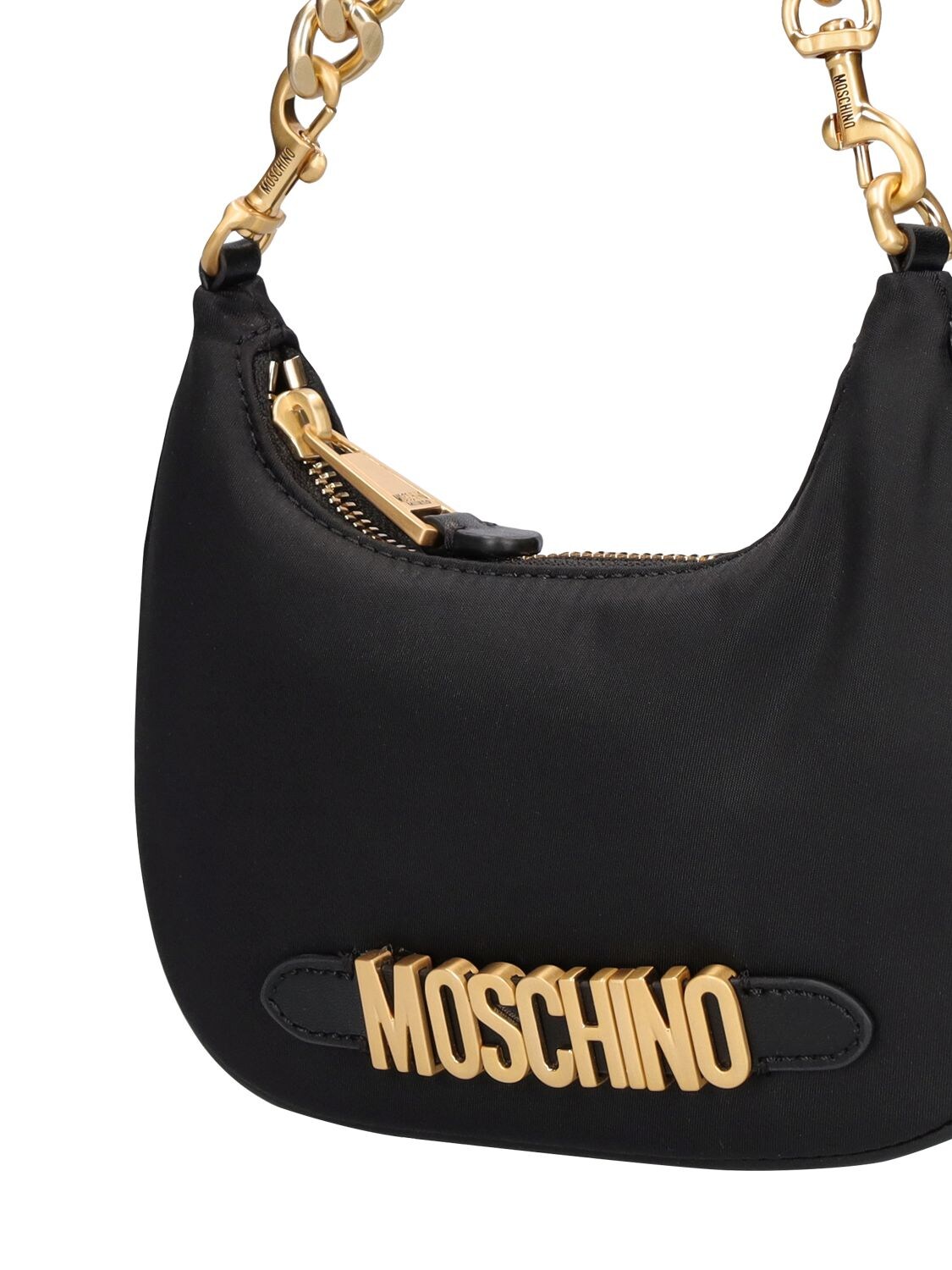 Shop Moschino Logo Nylon Top Handle Bag In Black