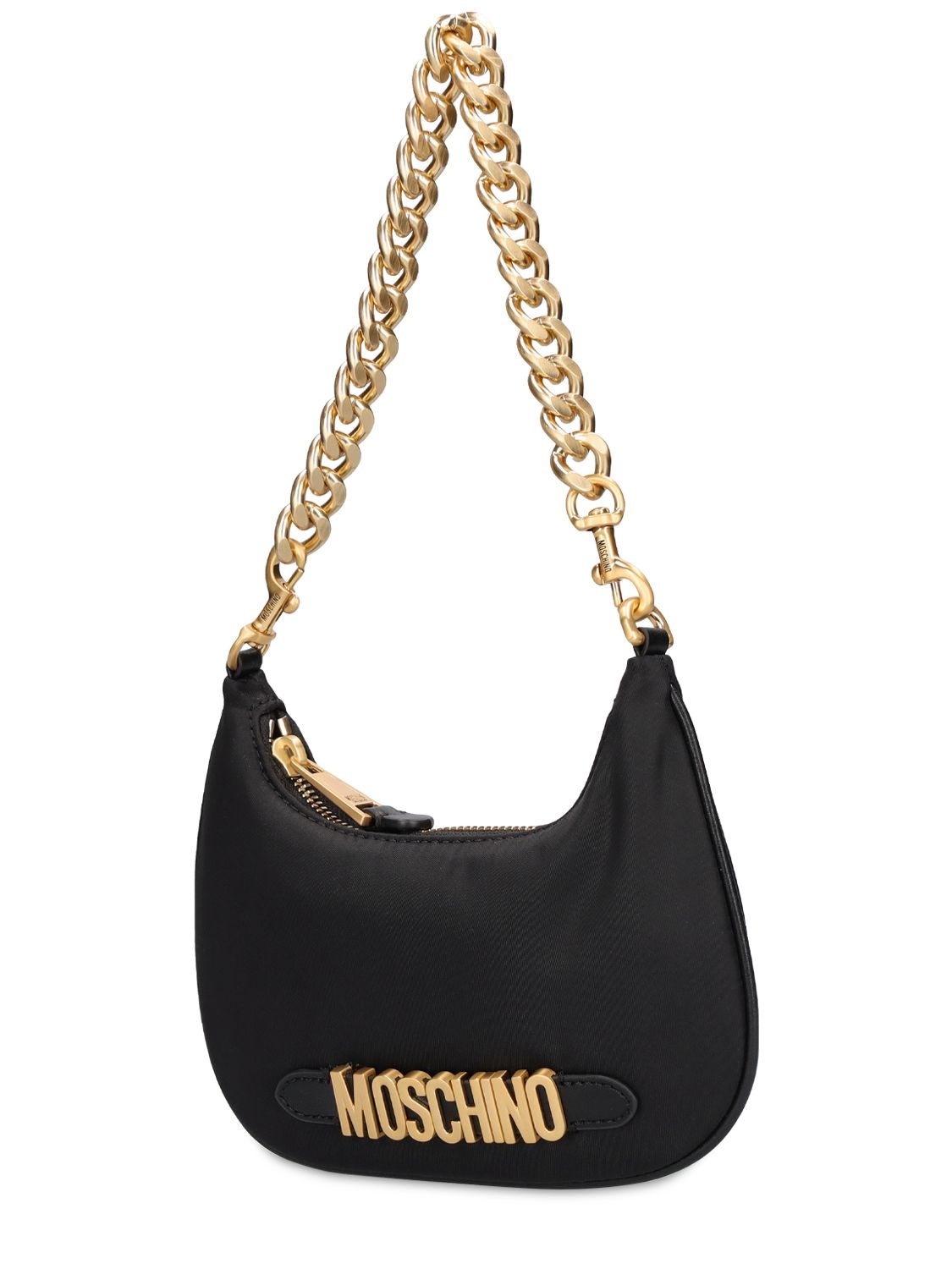 Shop Moschino Logo Nylon Top Handle Bag In Black