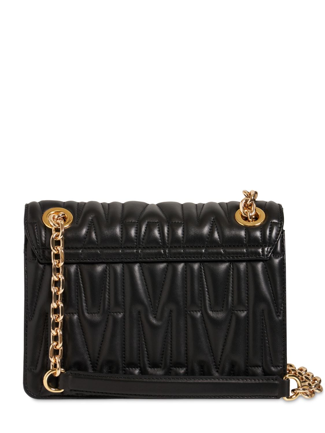 Shop Moschino Quilted Leather Shoulder Bag In Black