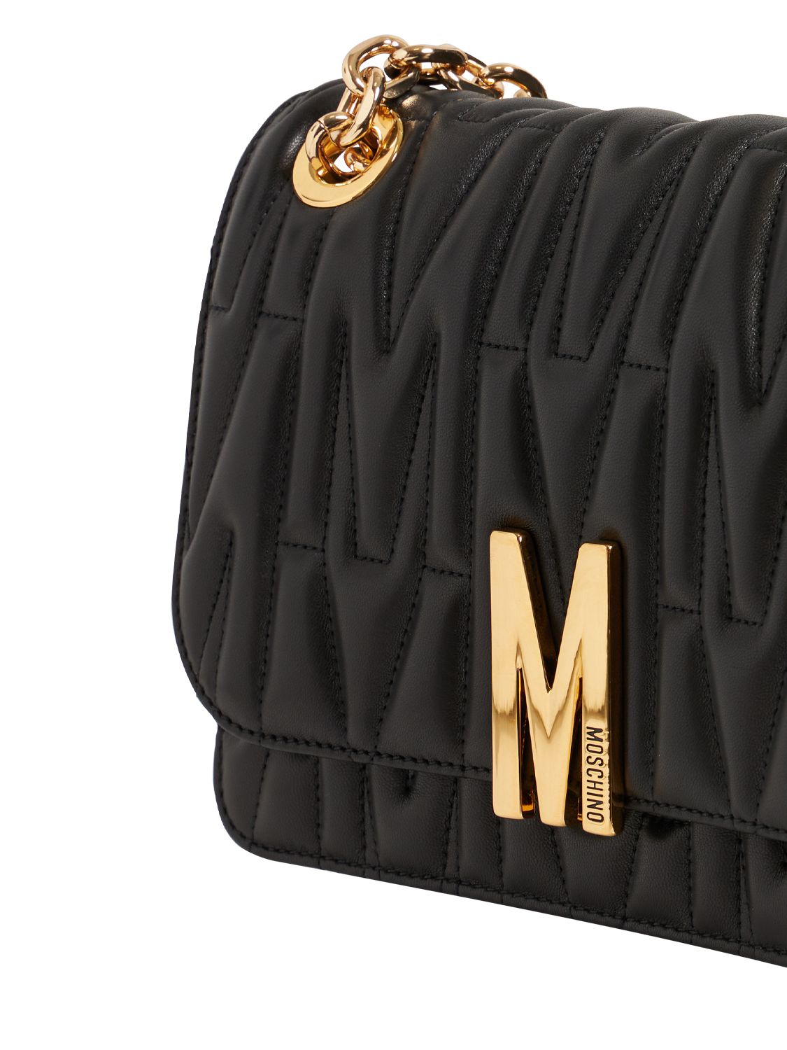 Moschino Quilted Leather Shoulder Bag In Black ModeSens