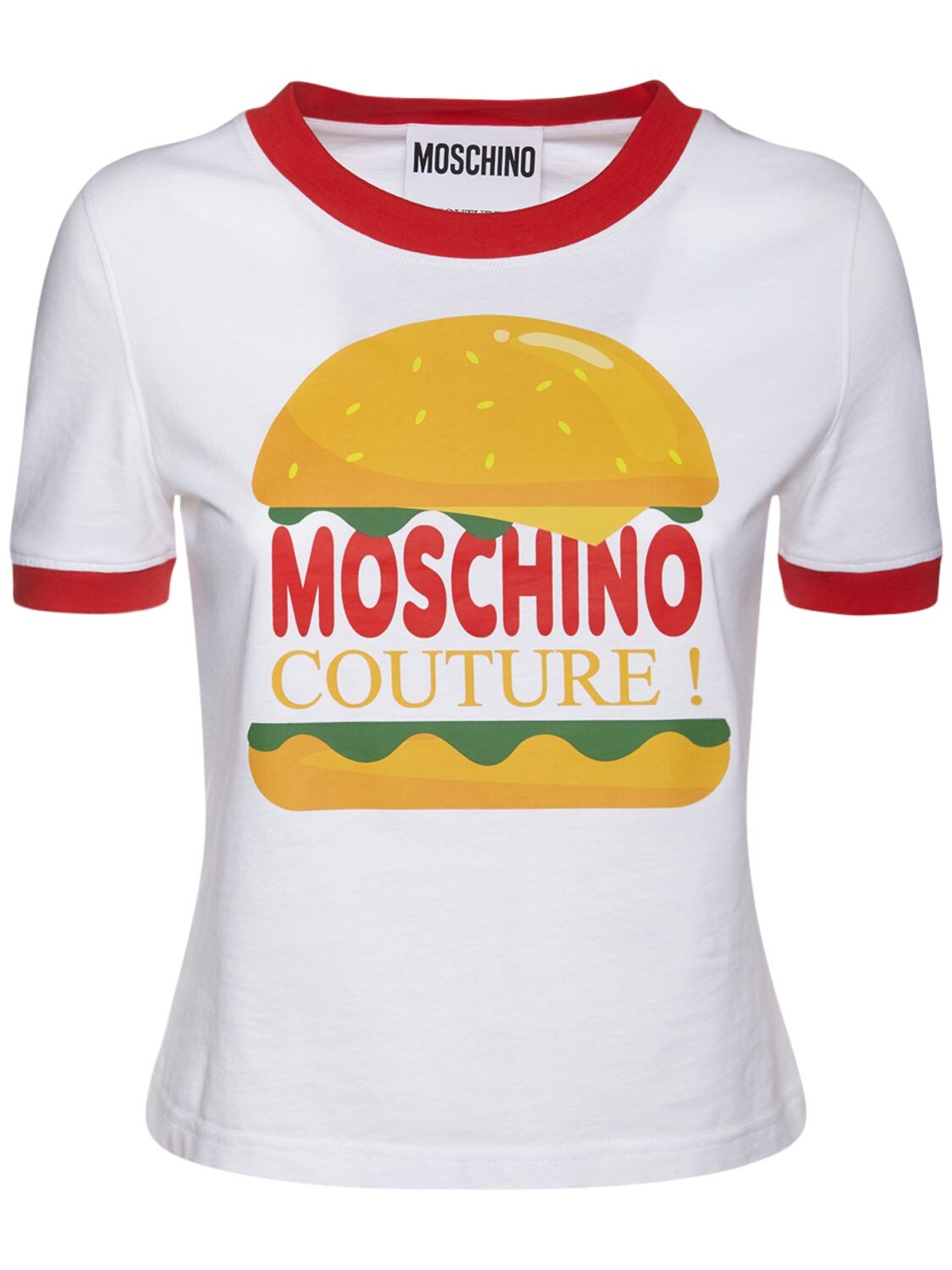 MOSCHINO PRINTED CROPPED COTTON T-SHIRT